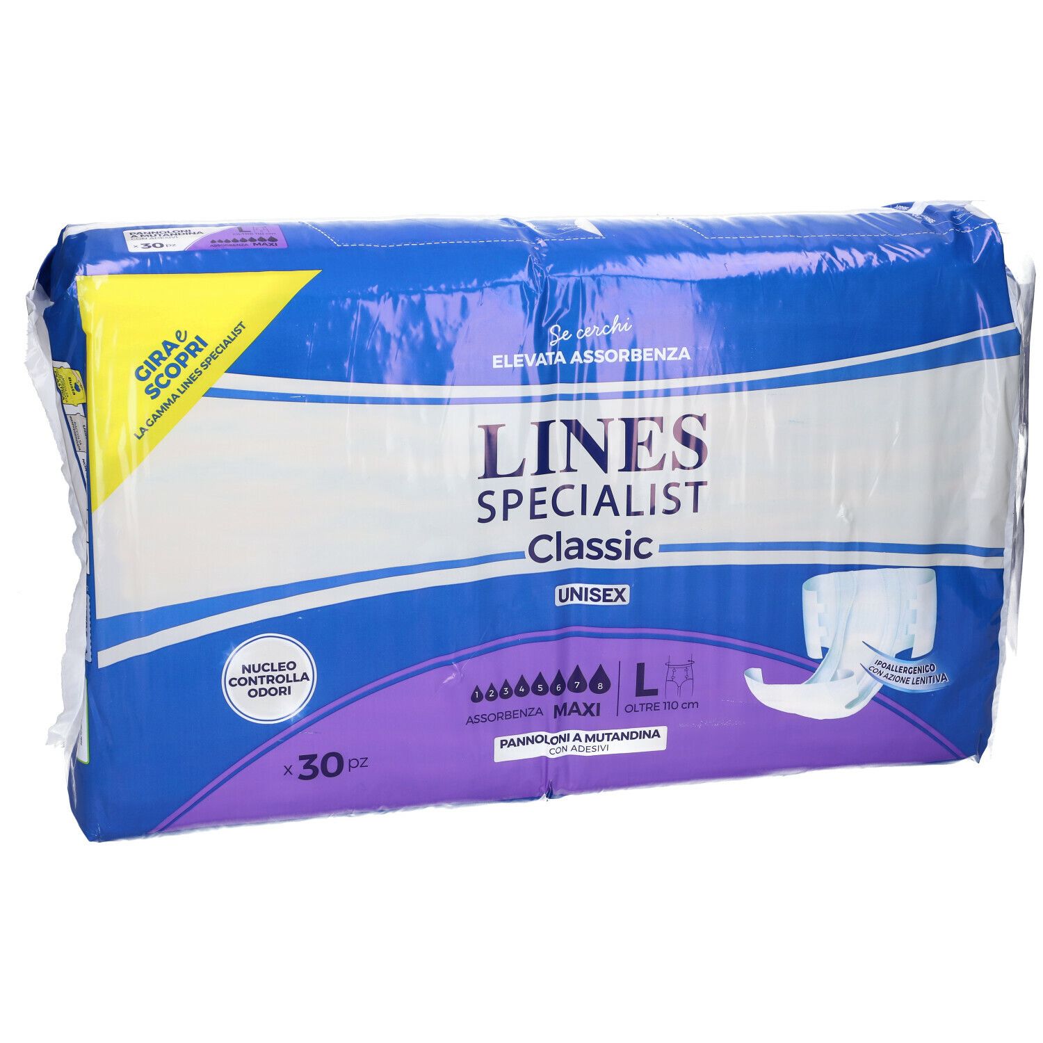 Lines Specialist Inkontinenz-Windeln Unisex, Größe M, 7 Stück – Extra Saugfähig