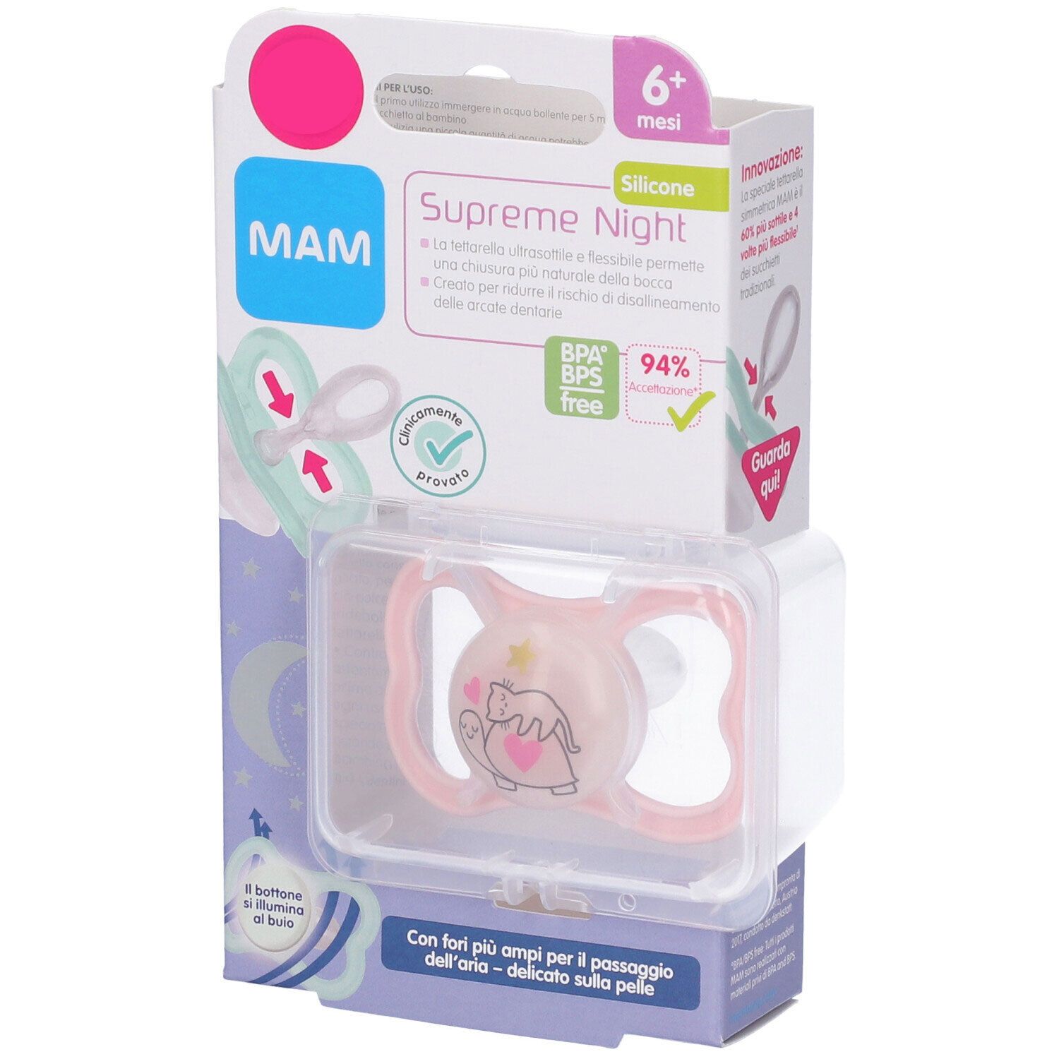 MAM Supreme Night Succhietto 6m+ Femmina