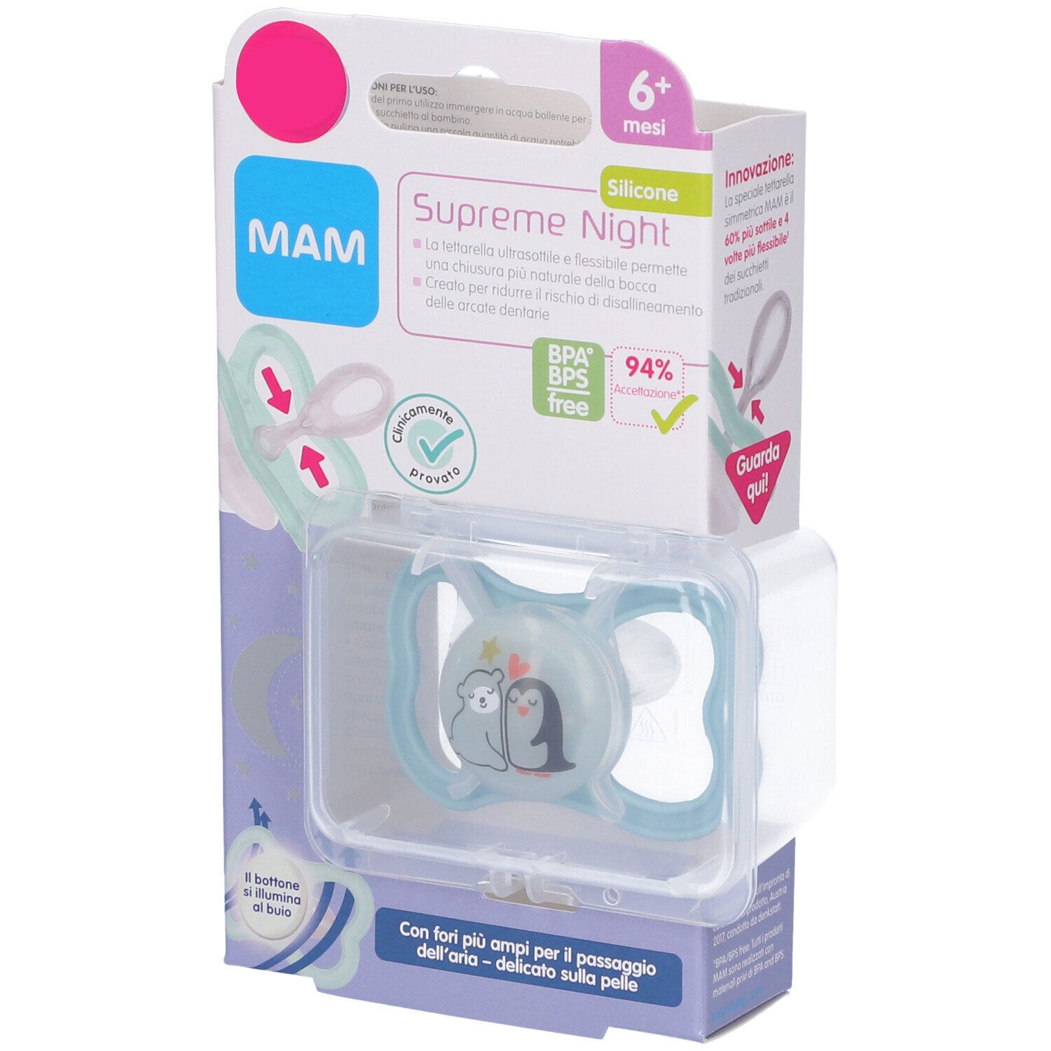 MAM Supreme Night Succhietto 6m+ Maschio