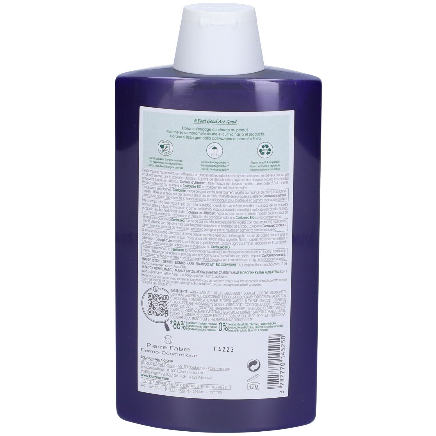 KLORANE Shampoo alla Centaurea BIO Anti-ingiallimento