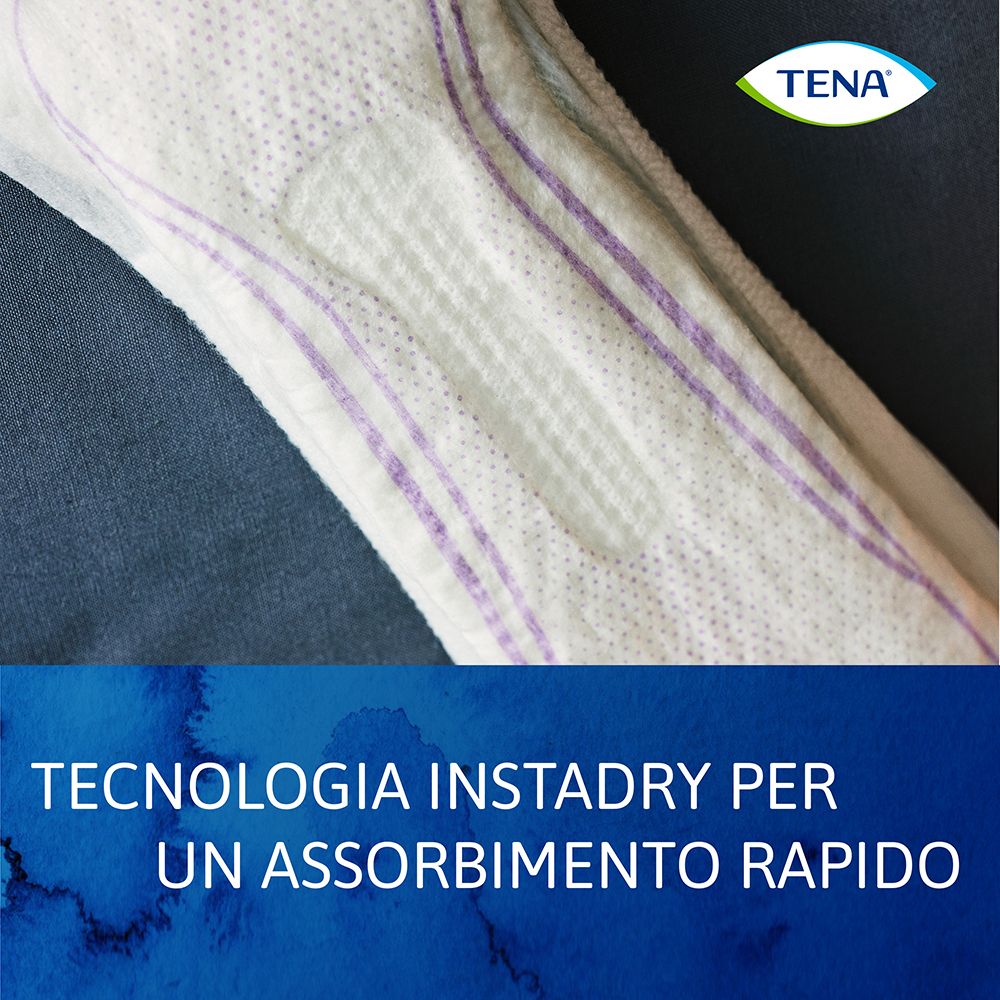 Primo piano di un TENA Discreet. Visibile la superficie con la tecnologia InstaDRY.