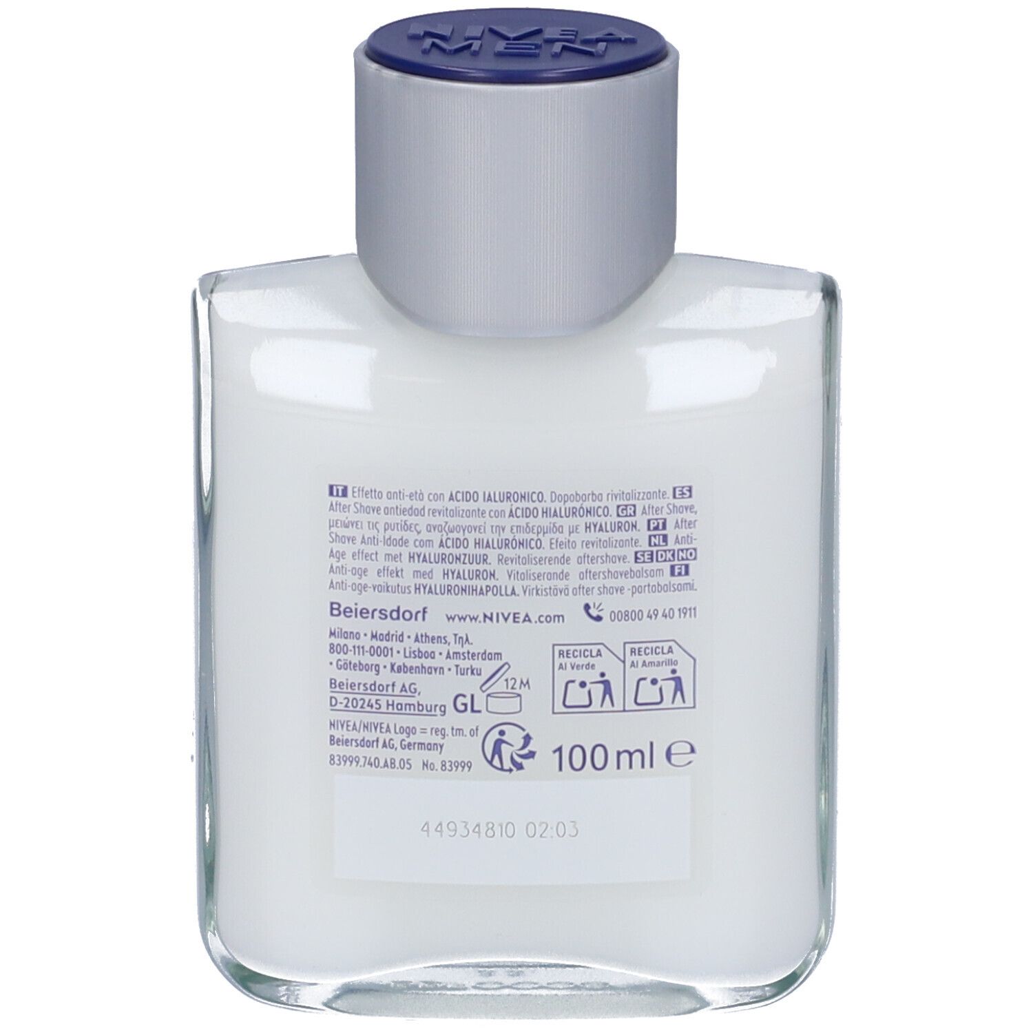 Nivea Men Anti-Age Hyaluron Balsamo Dopobarba 100 ml, Dopobarba uomo idratante per pelli mature