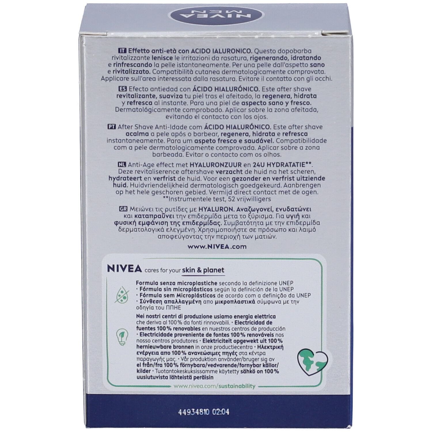 Nivea Men Anti-Age Hyaluron Balsamo Dopobarba 100 ml, Dopobarba uomo idratante per pelli mature