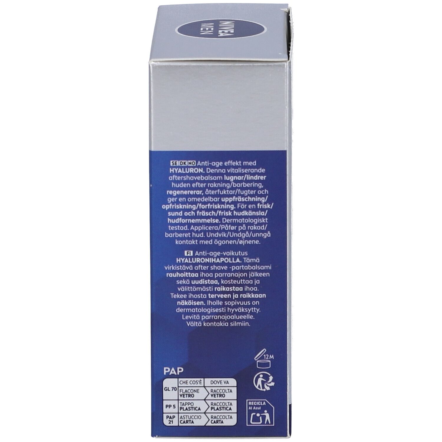 Nivea Men Anti-Age Hyaluron Balsamo Dopobarba 100 ml, Dopobarba uomo idratante per pelli mature