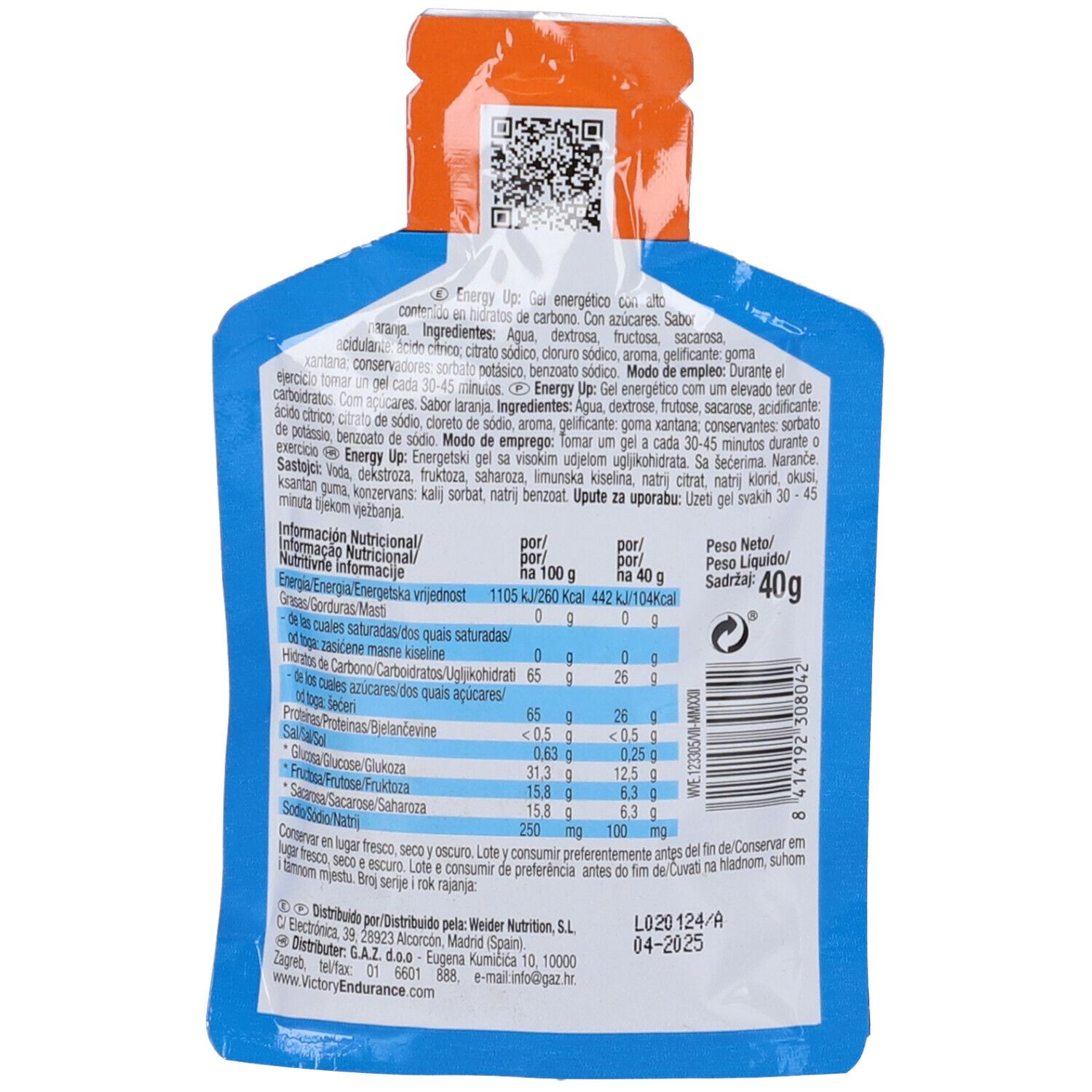 Victory Endurance Gel Energy Up Arancia