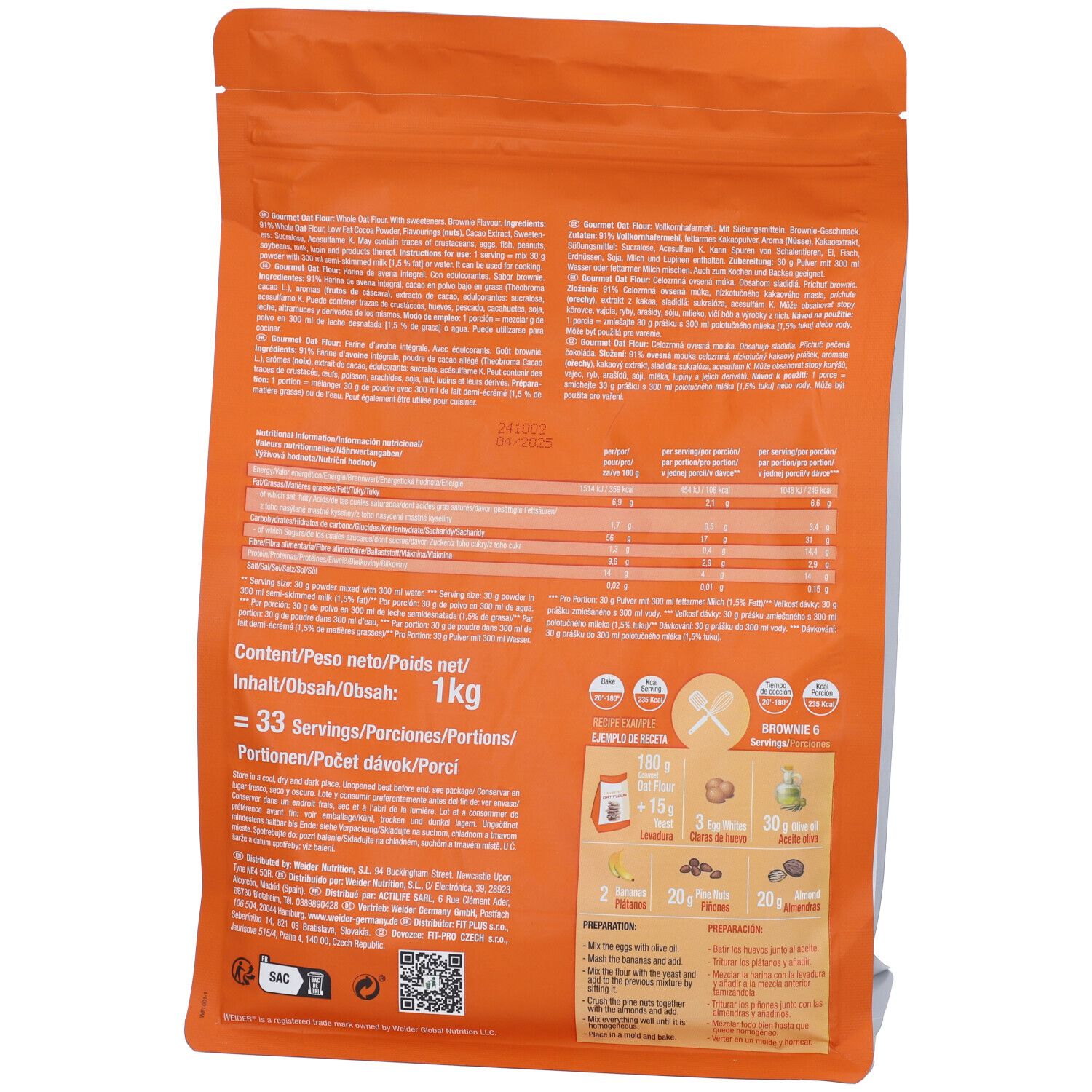 Weider Oat Flour Brownie