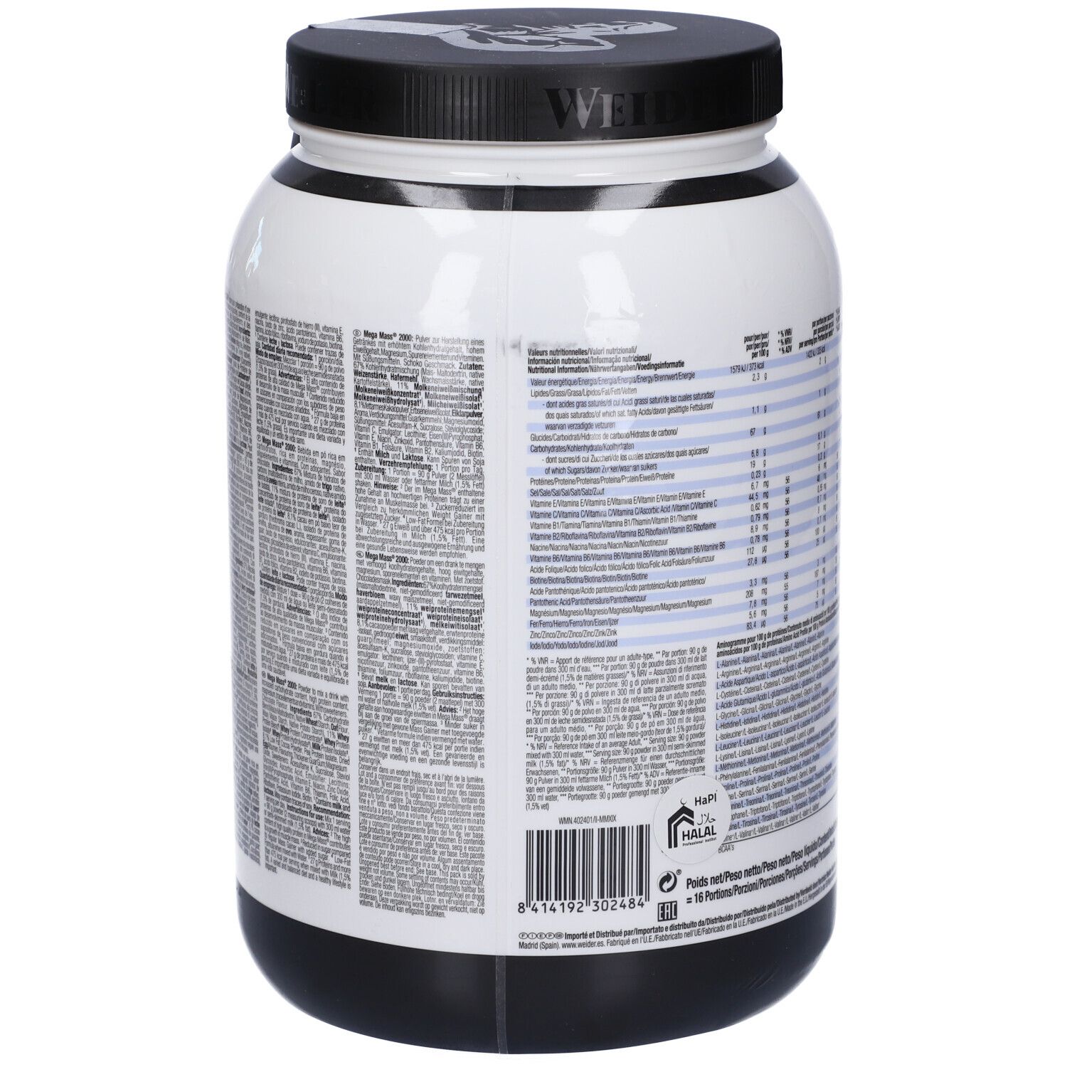Weider Super Mega Mass 2000 Cioccolato 1,5 Kg