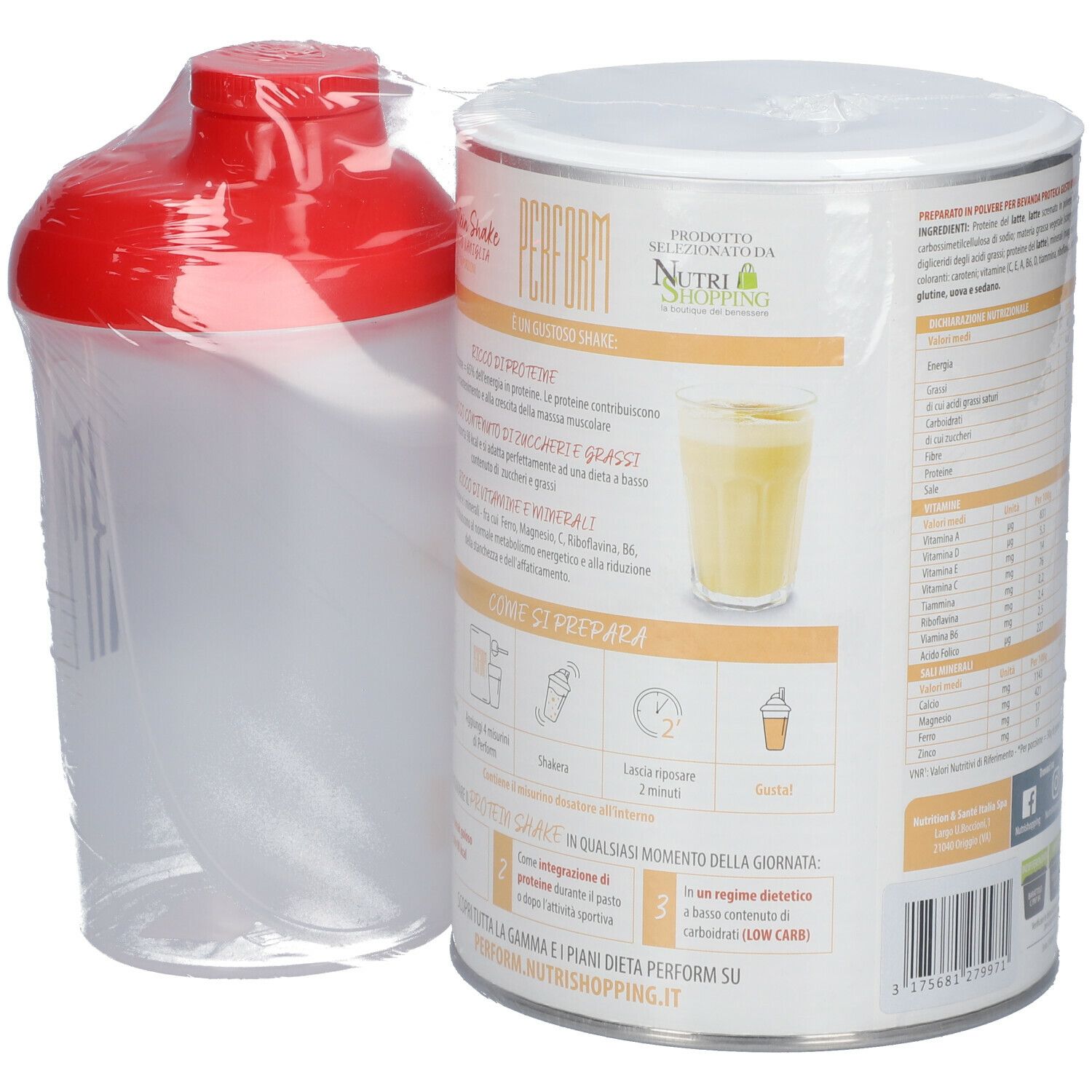 PERFORM Protein Shake Gusto Vaniglia con Shaker