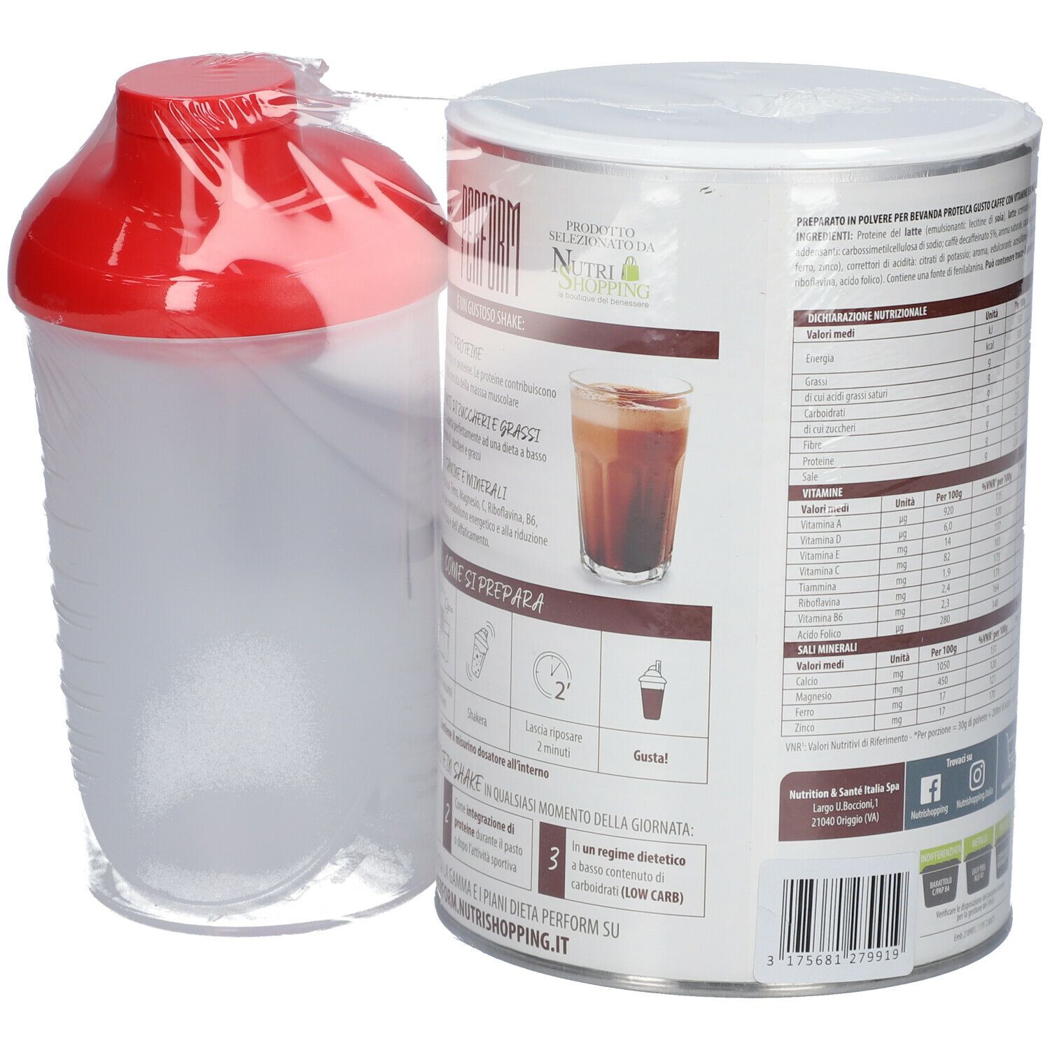 PERFORM Protein Shake Gusto Caffè con Shaker