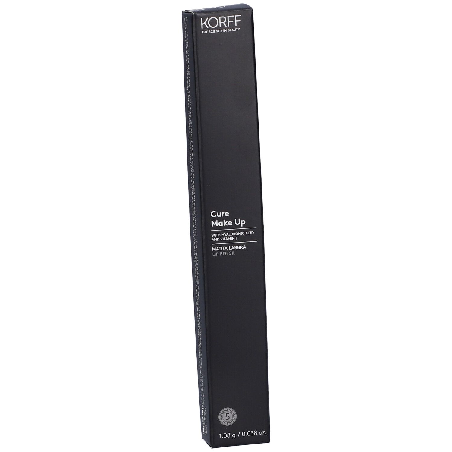 Fronte della confezione KORFF Cure Make Up per rossetto con logo e caratteristiche prodotto.