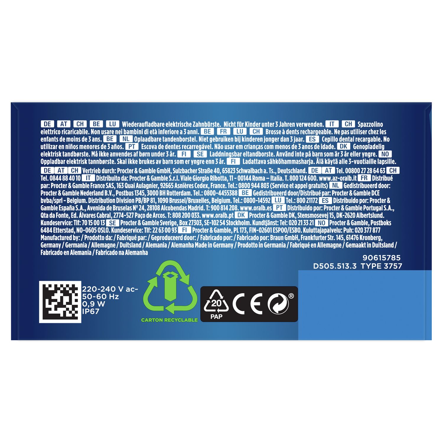 Oral-B® Spazzolino Elettrico Ricaricabile Pro 3 3000 Nero