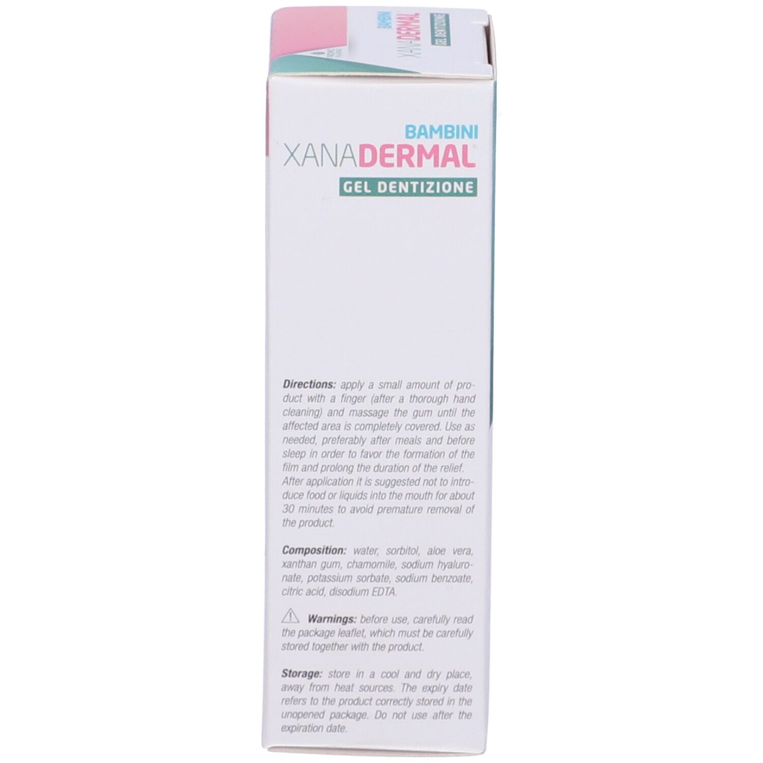 Confezione del prodotto, scatola, retro. Testo: Istruzioni per l'uso, ingredienti, avvertenze.