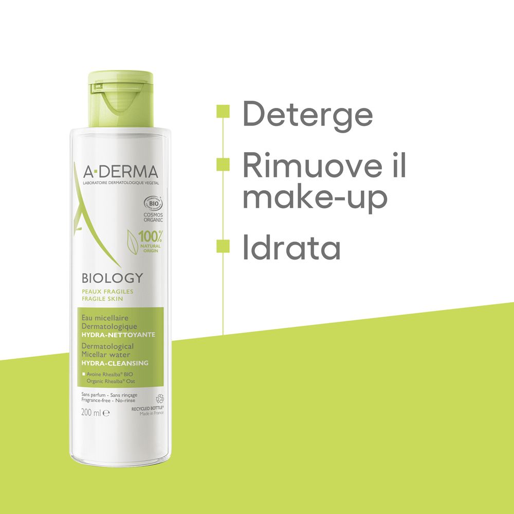 A-Derma Biology Acqua micellare dermatologica idra-detergente 200ml - Struccante