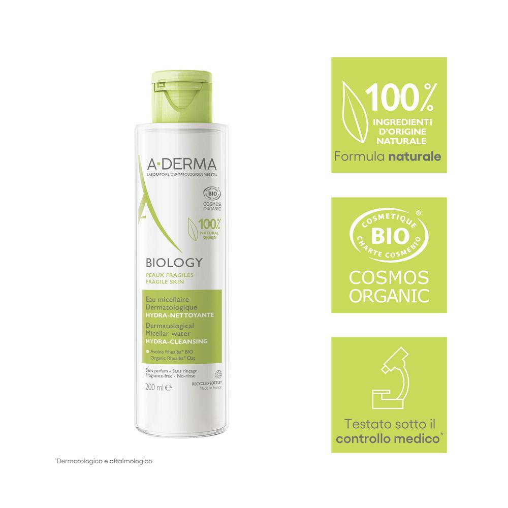 A-Derma Biology Acqua micellare dermatologica idra-detergente 200ml - Struccante