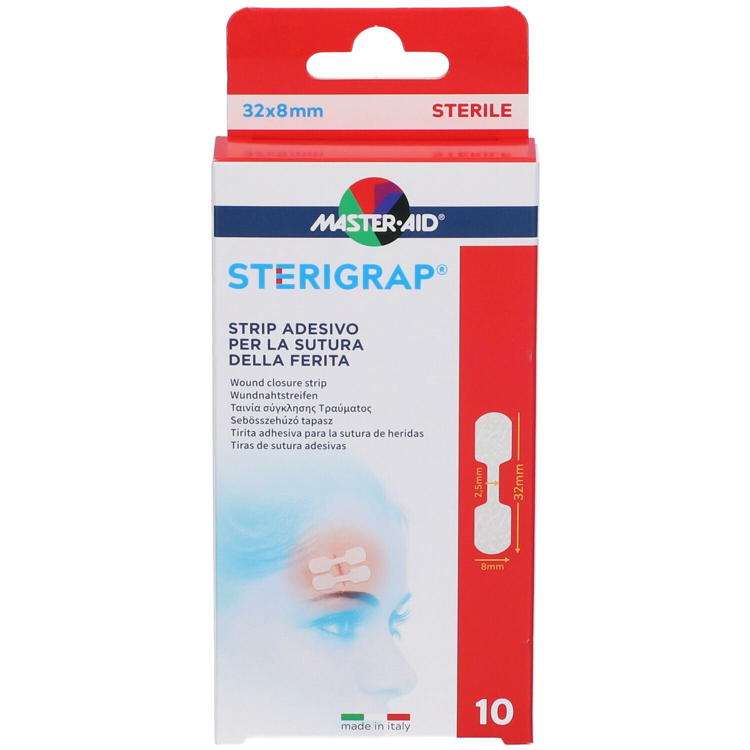 Master-Aid Sterigrap Strip Adesivo Sutura Ferite 32X8 Mm 10 Pezzi