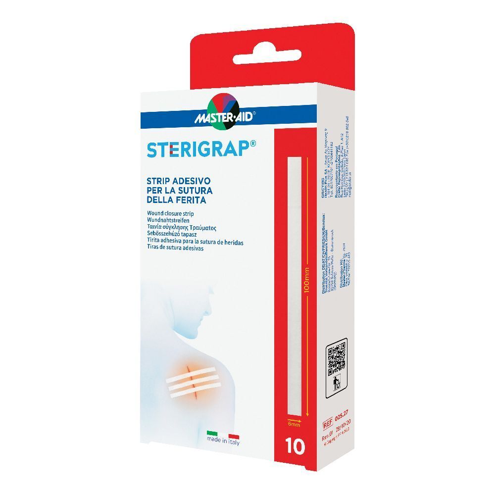 Master-Aid Sterigrap Strip Adesivo Sutura Ferite 100X6 Mm 10 Pezzi