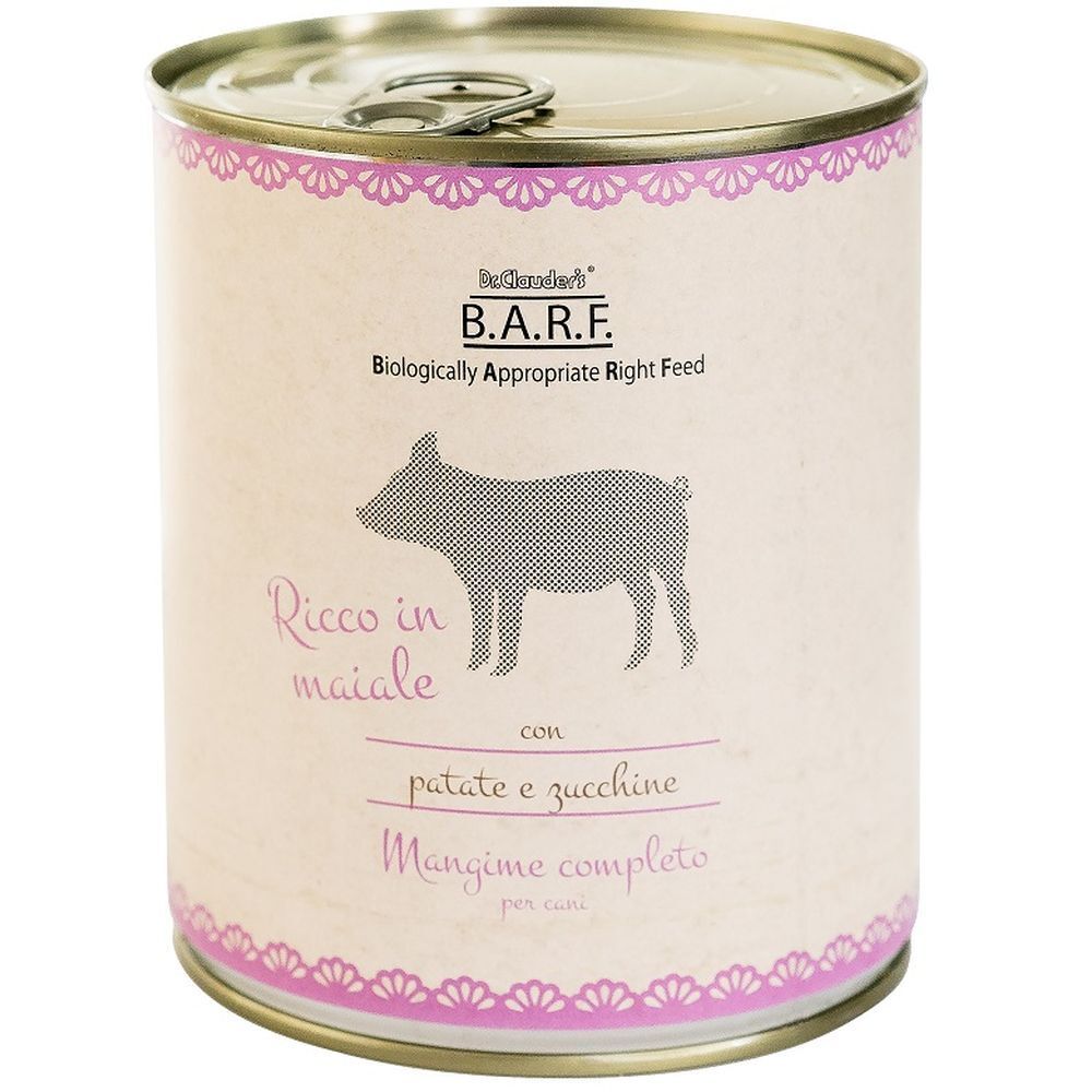 Barf Cane Trito Di Maiale Con Patate E Zucchine 800 G
