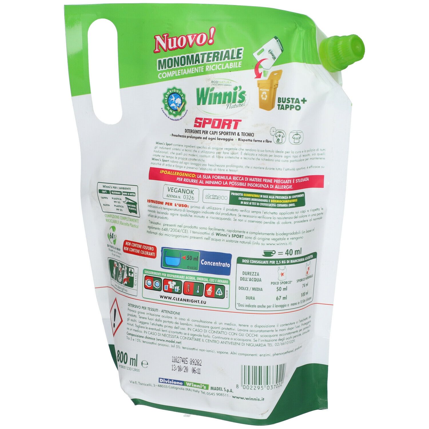 Winni's Detersivo per Capi Sportivi e Tecnici Ecoformato