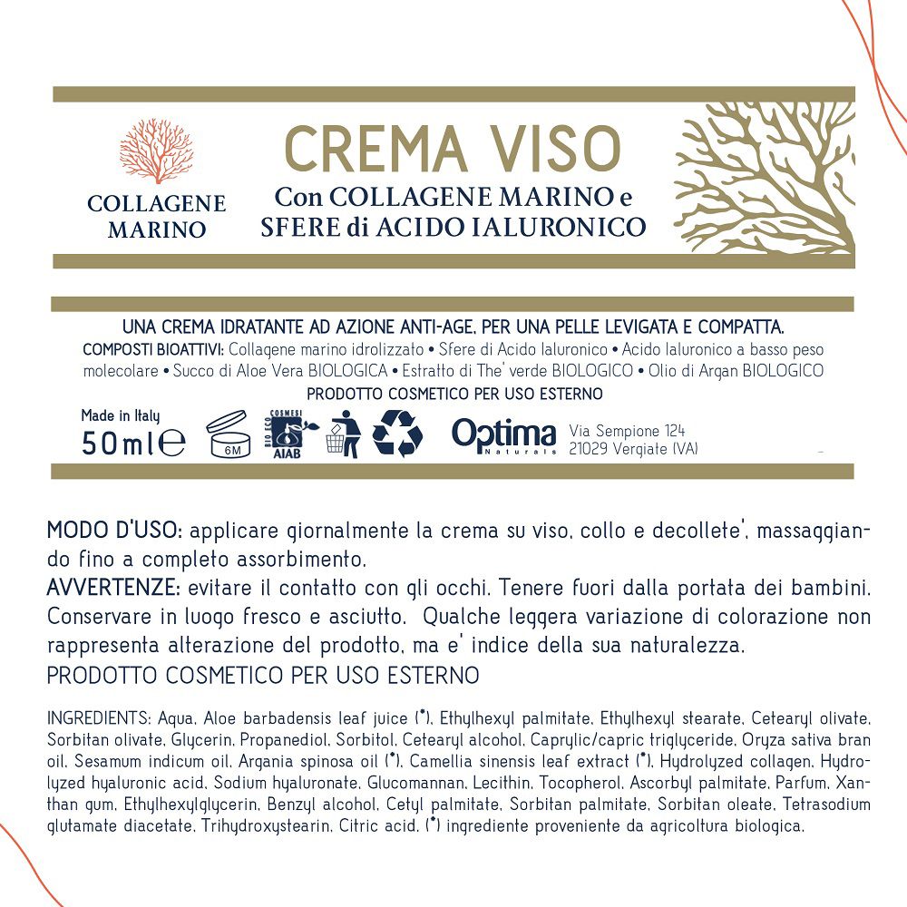 Retro della confezione di crema viso con ingredienti e istruzioni d'uso.