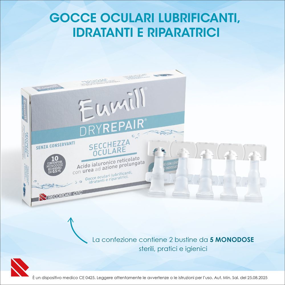 Confezione Eumill DRYREPAIR con 10 monodose, 5 visibili.