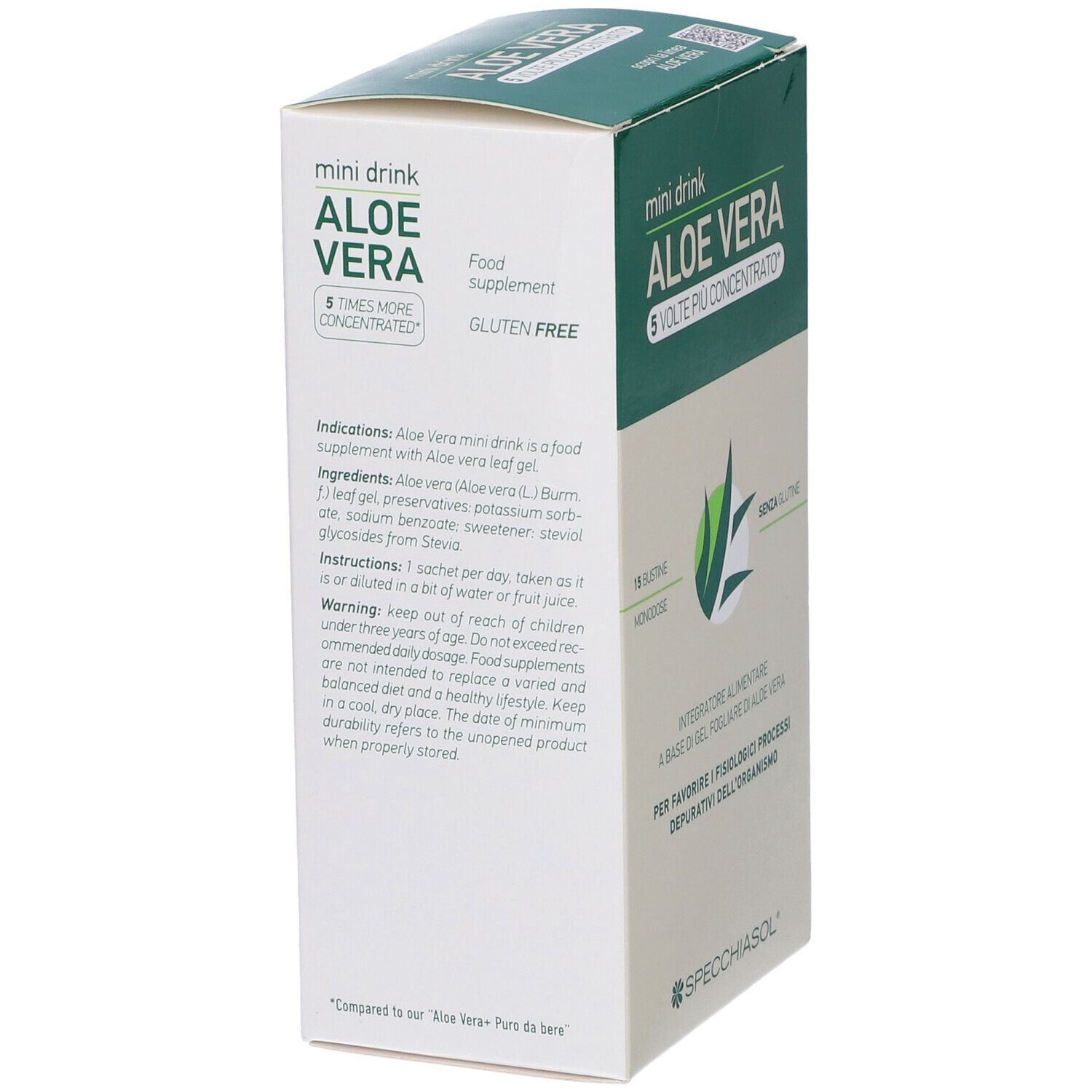 Aloe Vera Mini Drink 5 Volte Piu' Concentrato 15 Bustine Da 10 Ml