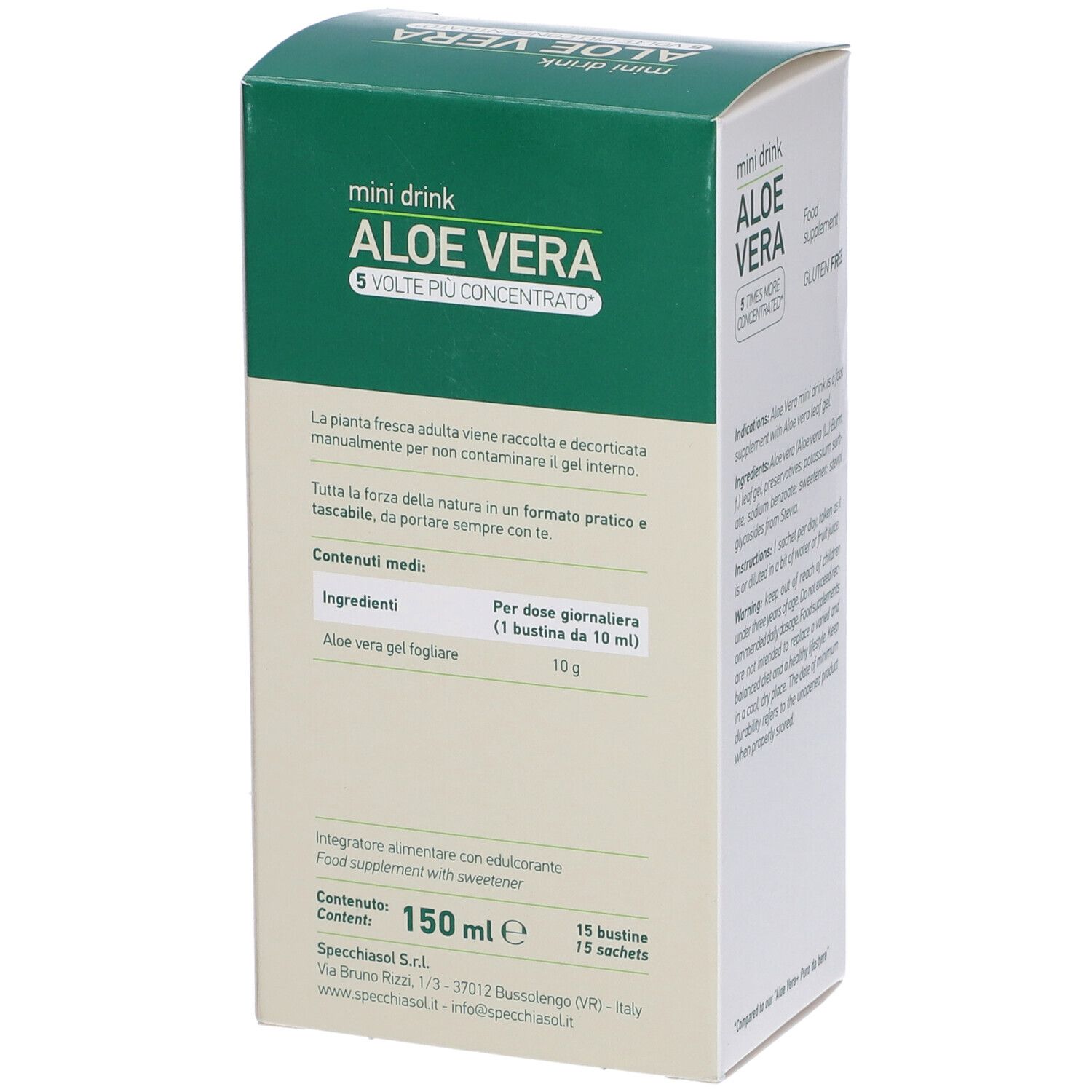 Aloe Vera Mini Drink 5 Volte Piu' Concentrato 15 Bustine Da 10 Ml