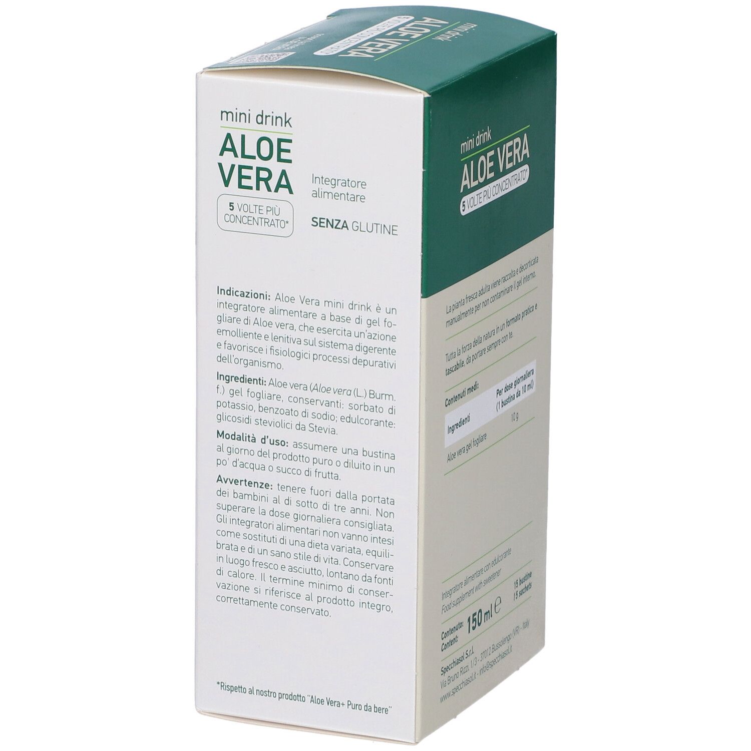 Aloe Vera Mini Drink 5 Volte Piu' Concentrato 15 Bustine Da 10 Ml