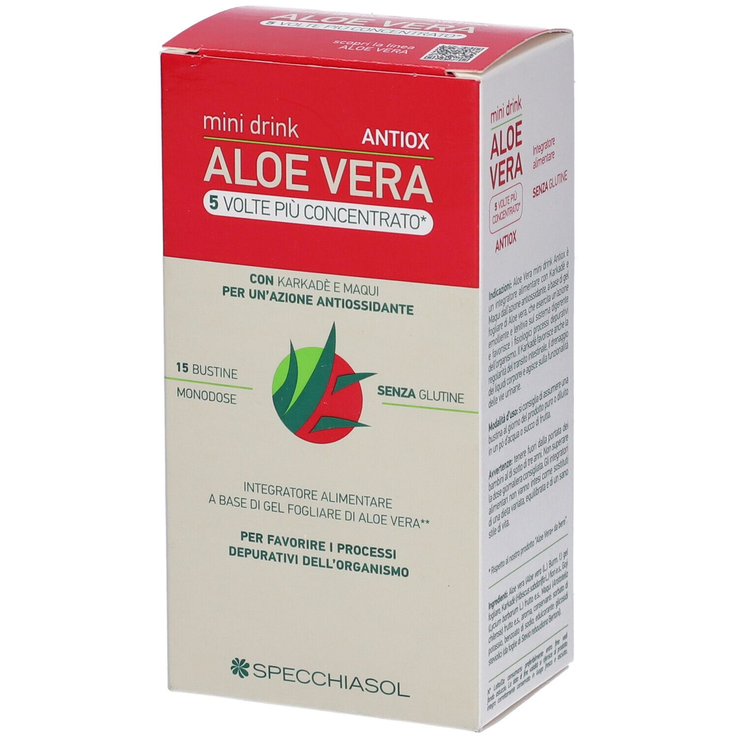 Aloe Vera Antiox Mini Drink 5 Volte Piu' Concentrato 15 Bustine Da 10 Ml