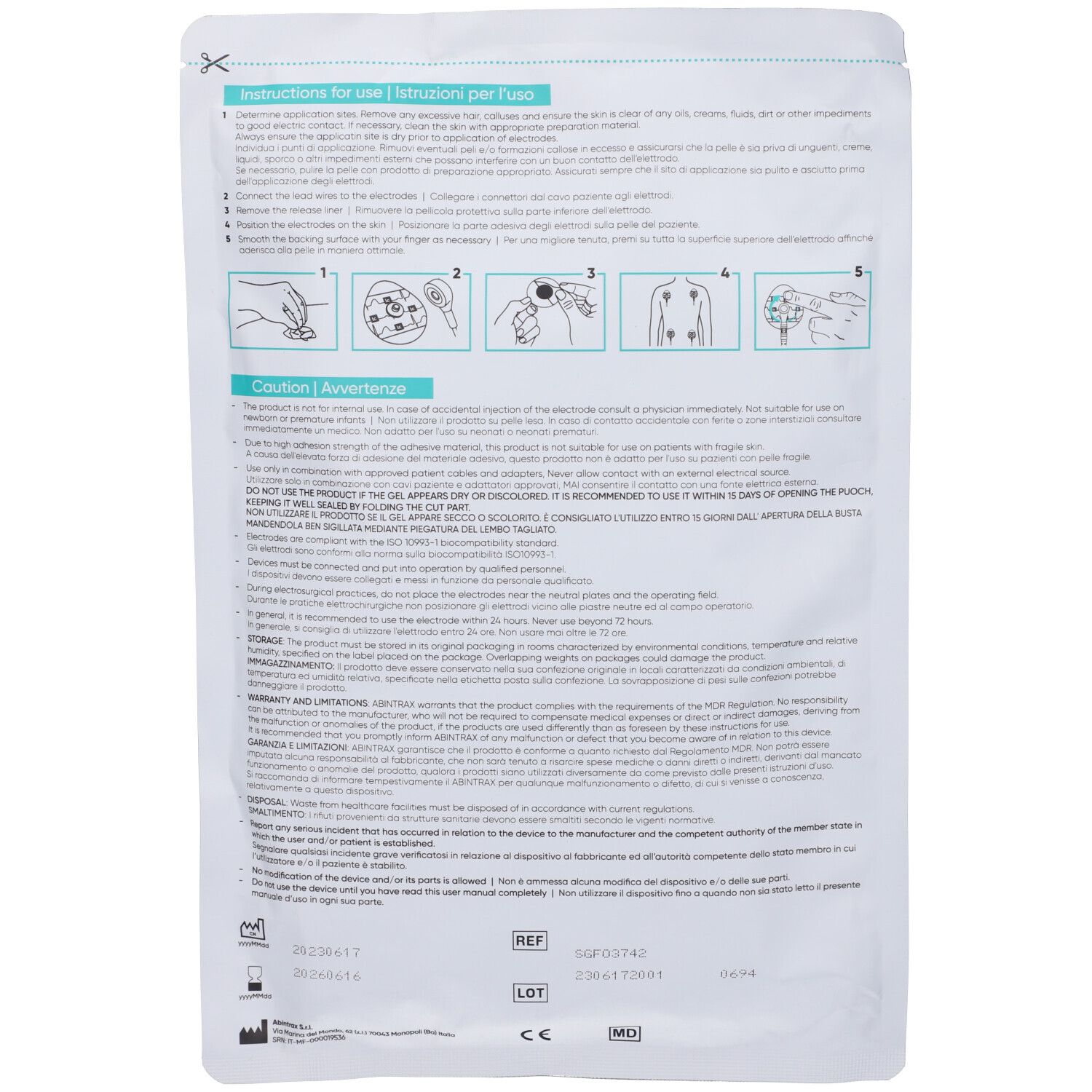 Elettrodo Monouso Ecg Abintrax 100 Pezzi
