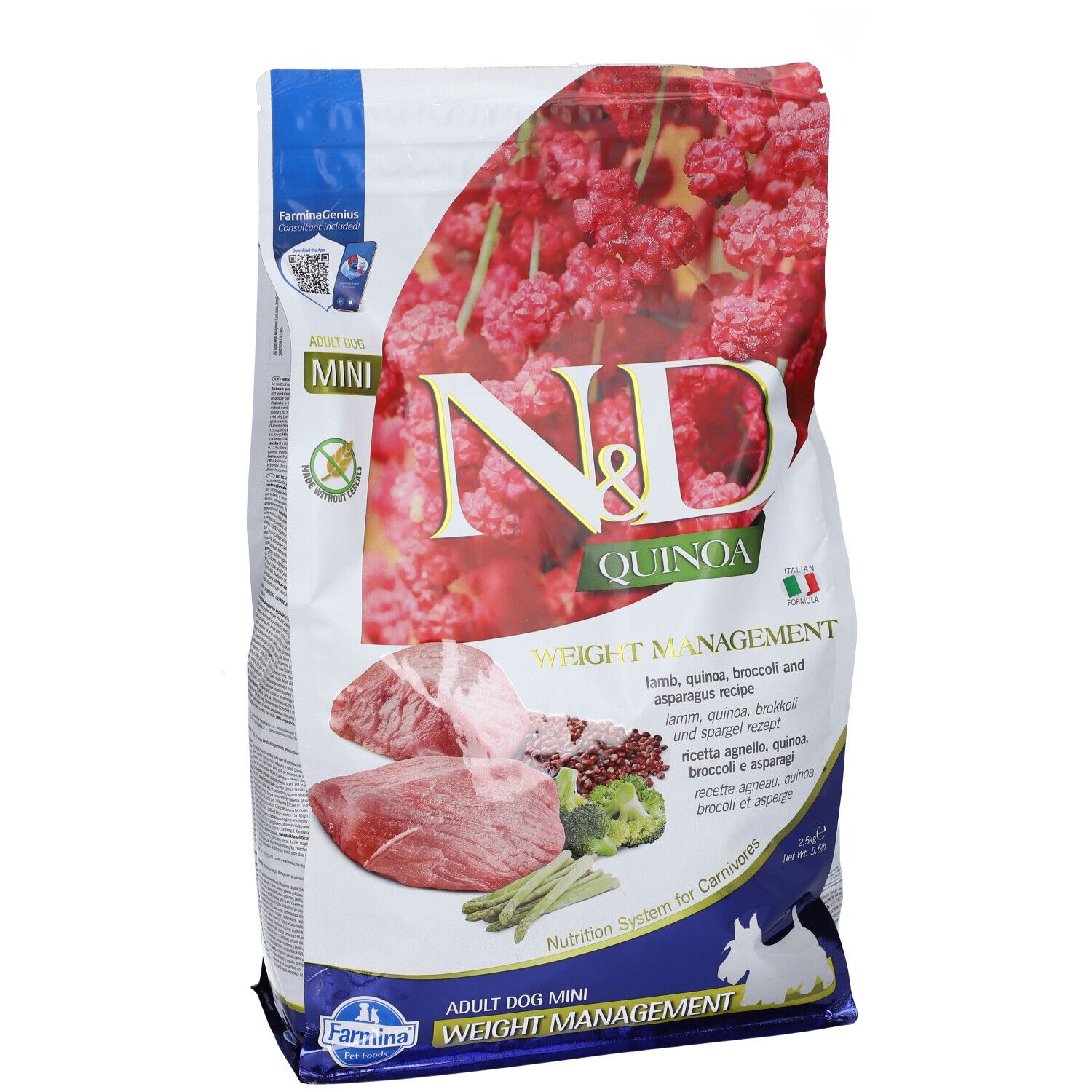 Farmina N&D Quinoa Dog Weight Management Agnello Broccoli E Asparagi Adult Mini