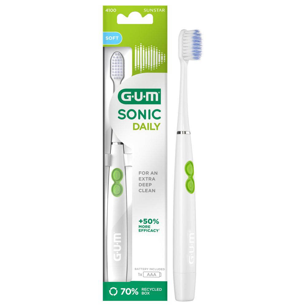 GUM SONIC DAILY Spazzolino elettrico a batteria - Bianco
