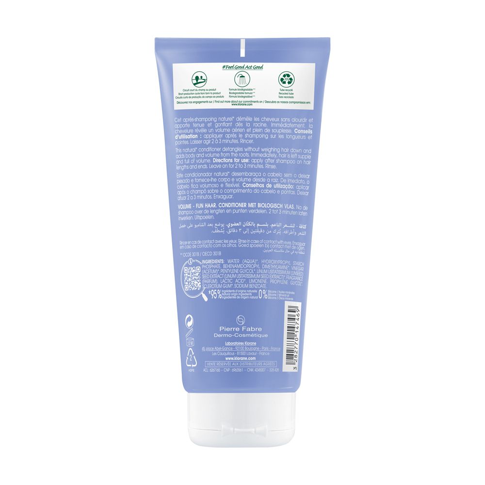 Klorane Balsamo al Lino BIO 200ml - Volume per capelli sottili