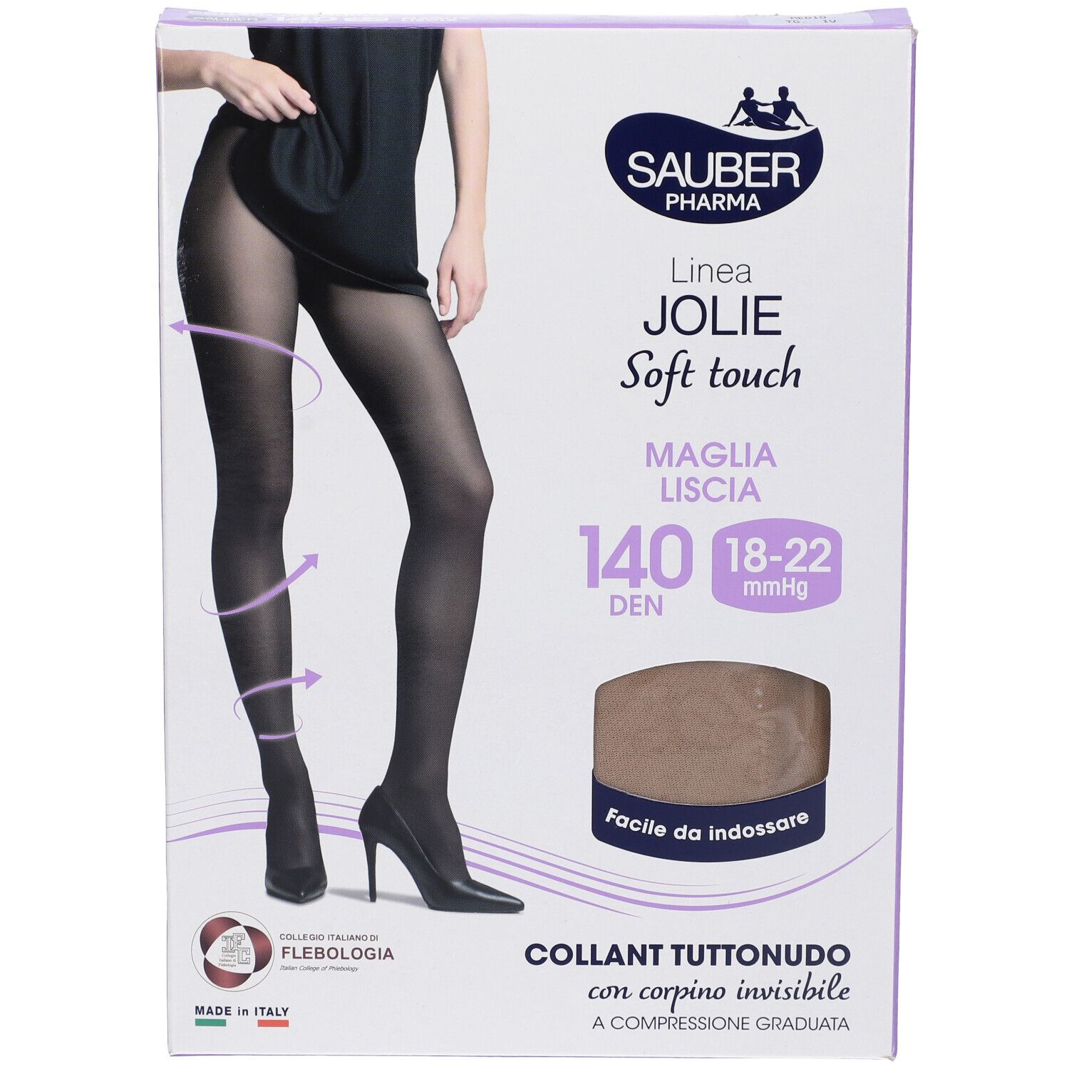 Confezione di collant SAUBER PHARMA. Collant neri 140 DEN, 18-22 mmHg. Prodotto: COLLANT TUTTONUDO con compressione graduata.