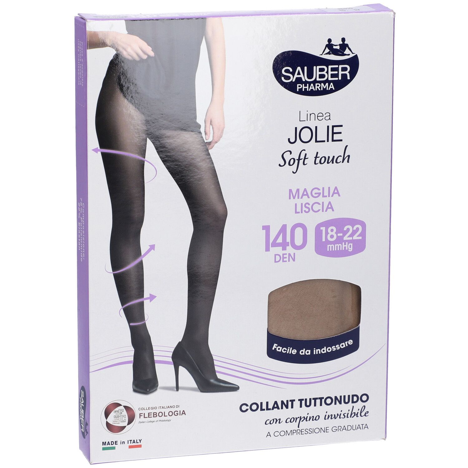 Confezione di collant SAUBER PHARMA. Collant neri 140 DEN, 18-22 mmHg. Prodotto: COLLANT TUTTONUDO con compressione graduata.