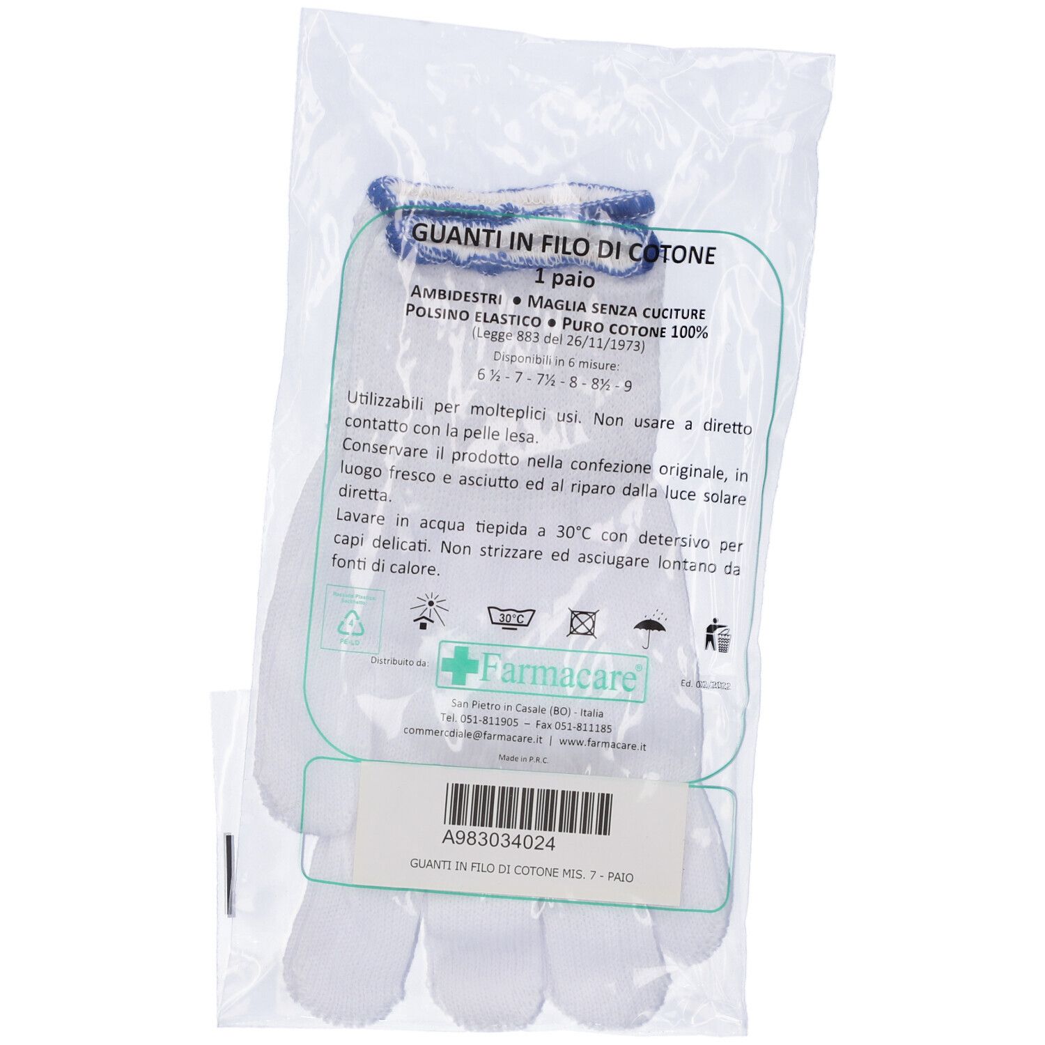 Guanti Filo Cotone Non Sterile Misura 7