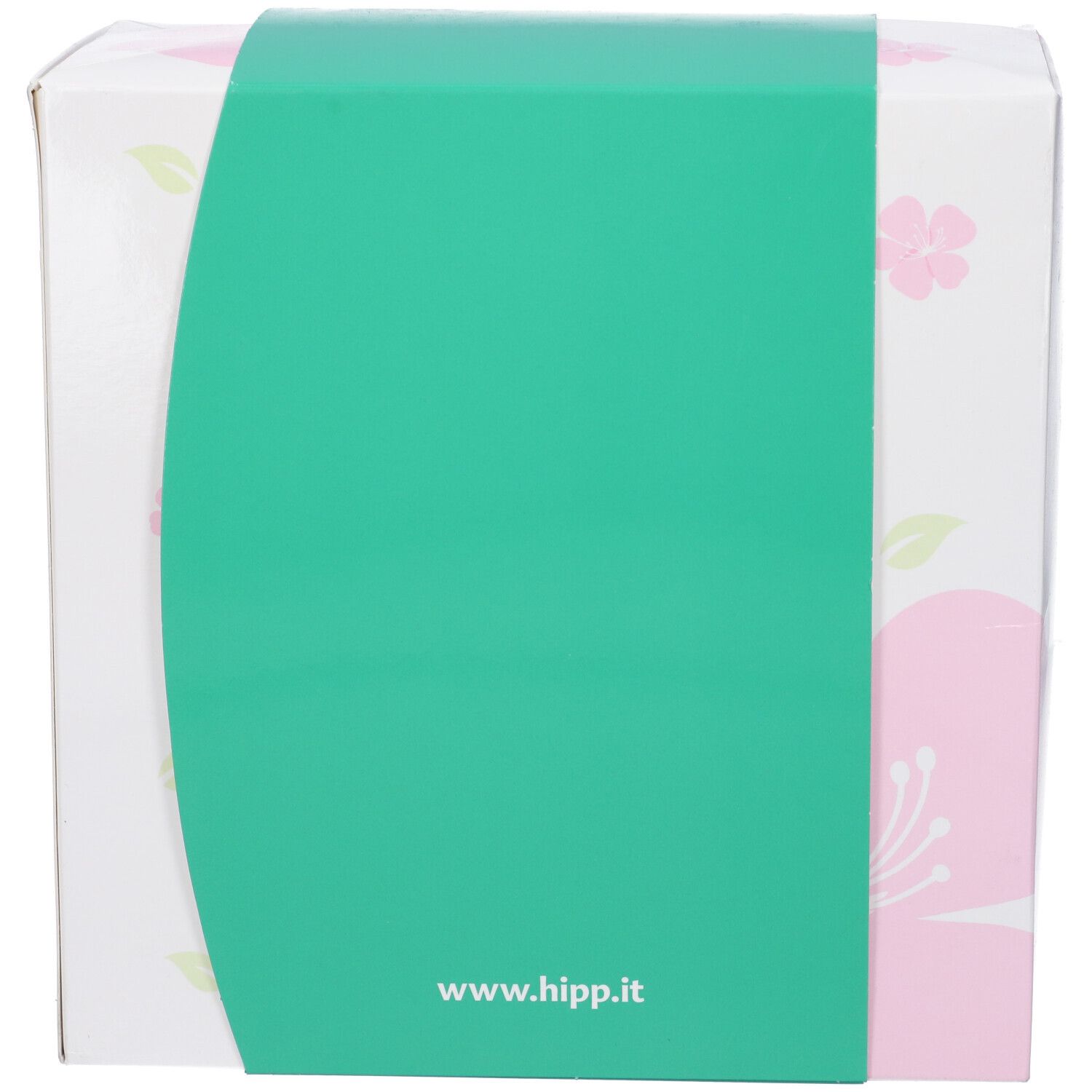 Scatola regalo Hipp Baby Care con motivo floreale e fascia verde. www.hipp.it.