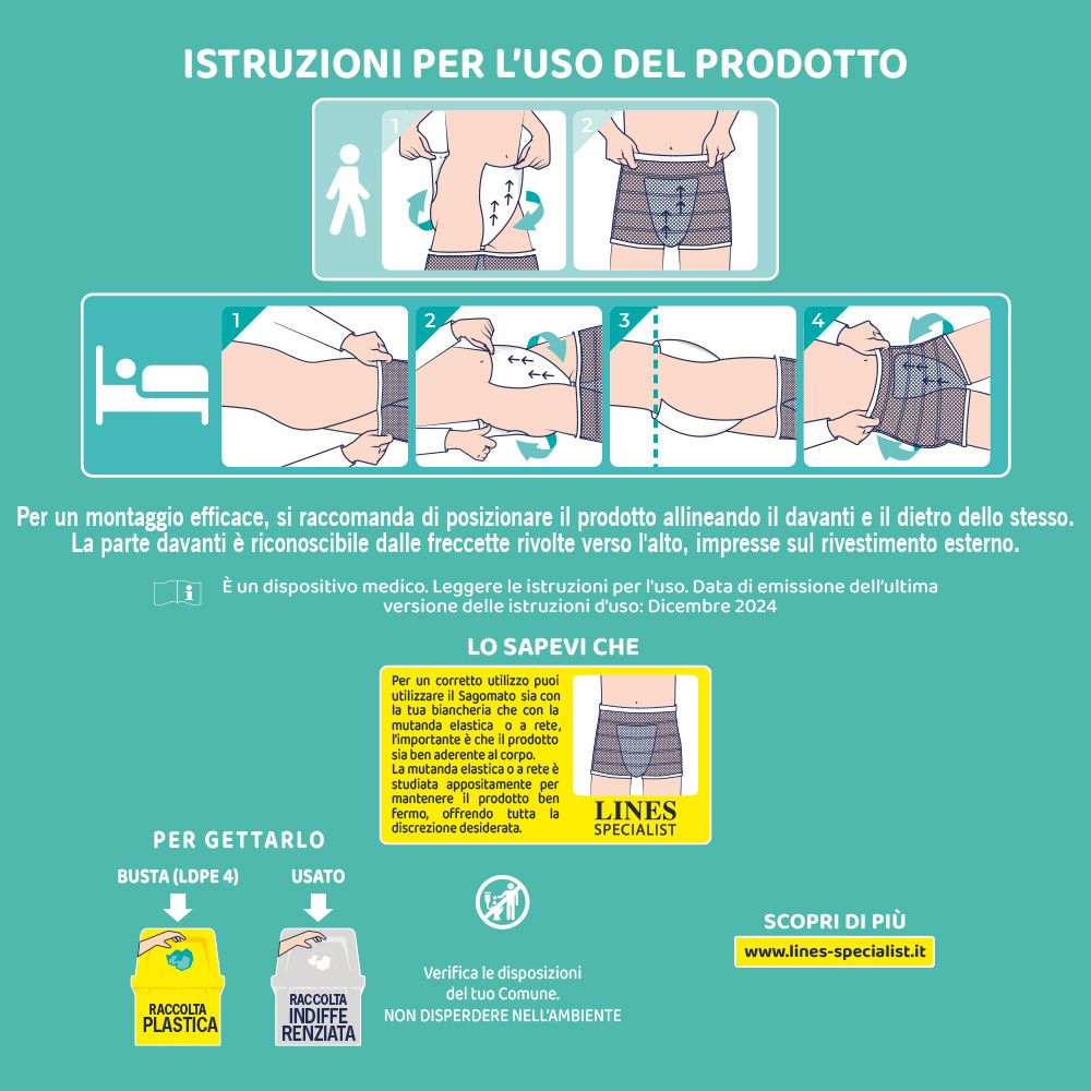 Istruzioni per l'uso del prodotto. Illustrazioni mostrano l'applicazione. Testo in italiano.