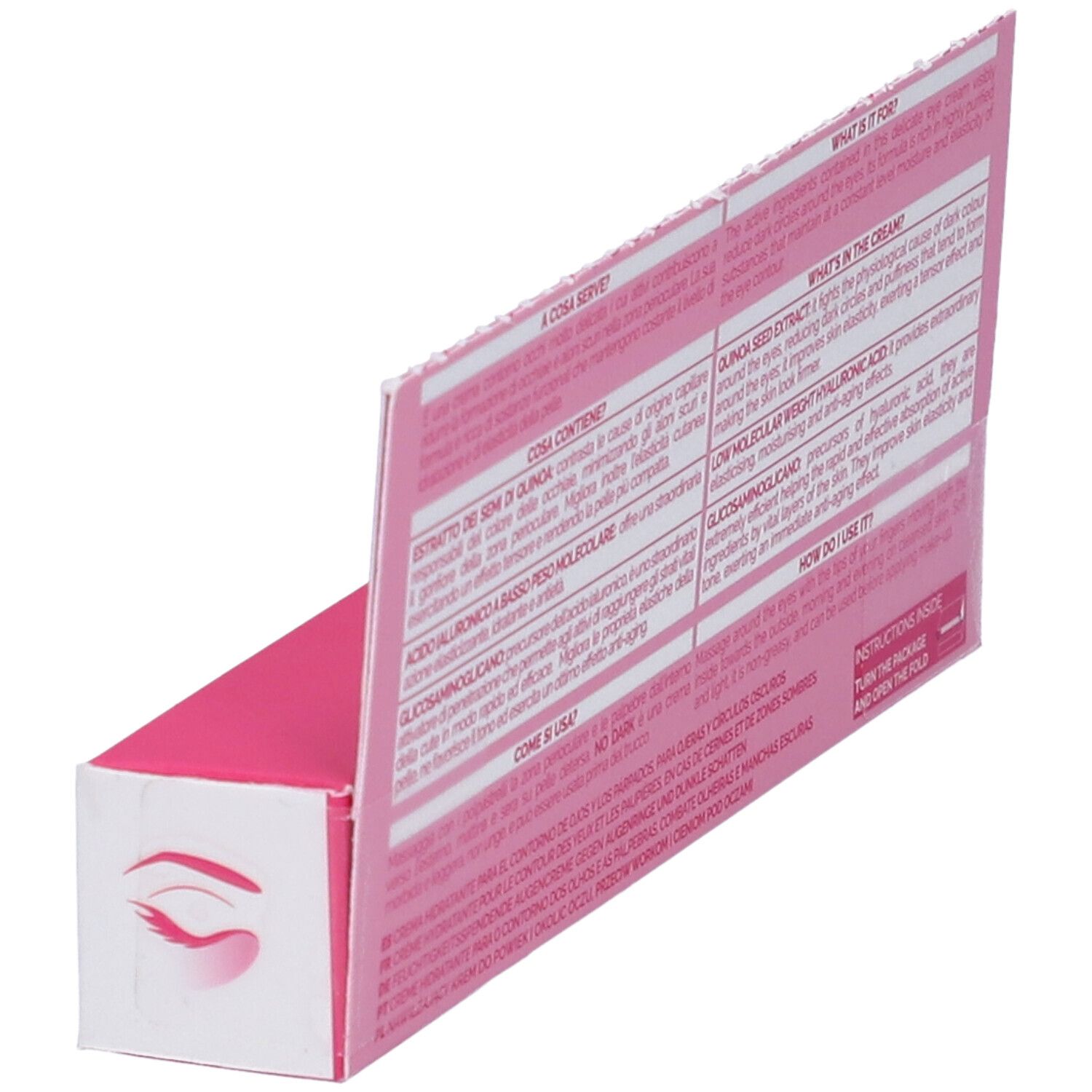 Confezione Veralab No Dark, rosa. Testo: Ingredienti, istruzioni per l'uso. Istruzioni di piegatura.