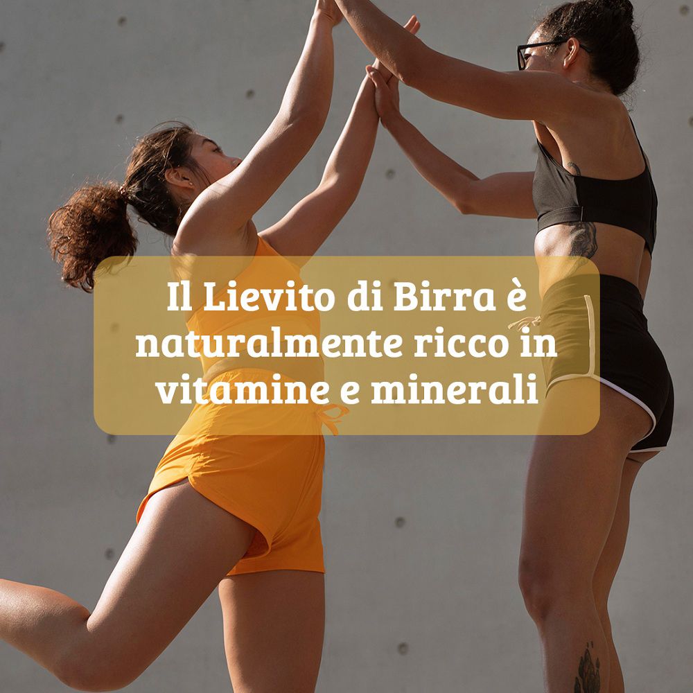 Due donne si danno il cinque, testo sul lievito di birra.