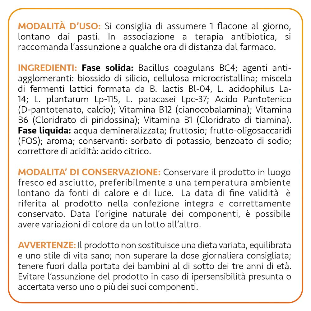 Retro della confezione del integratore Optima Provida Probiotici Plus con istruzioni d'uso e ingredienti.