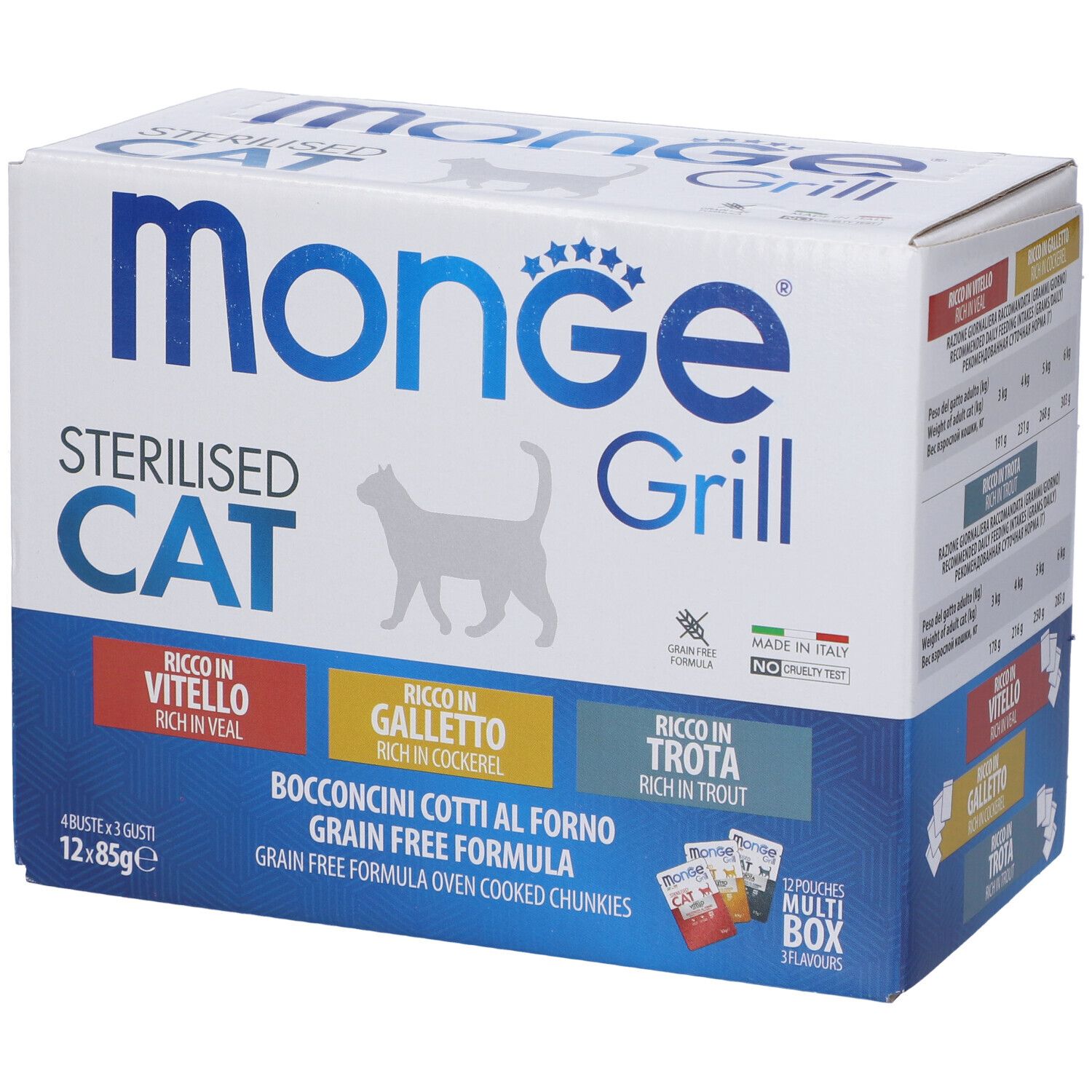 Monge Grill per Gatti Sterilizzati Bocconcini Cotti al Forno Box Misto