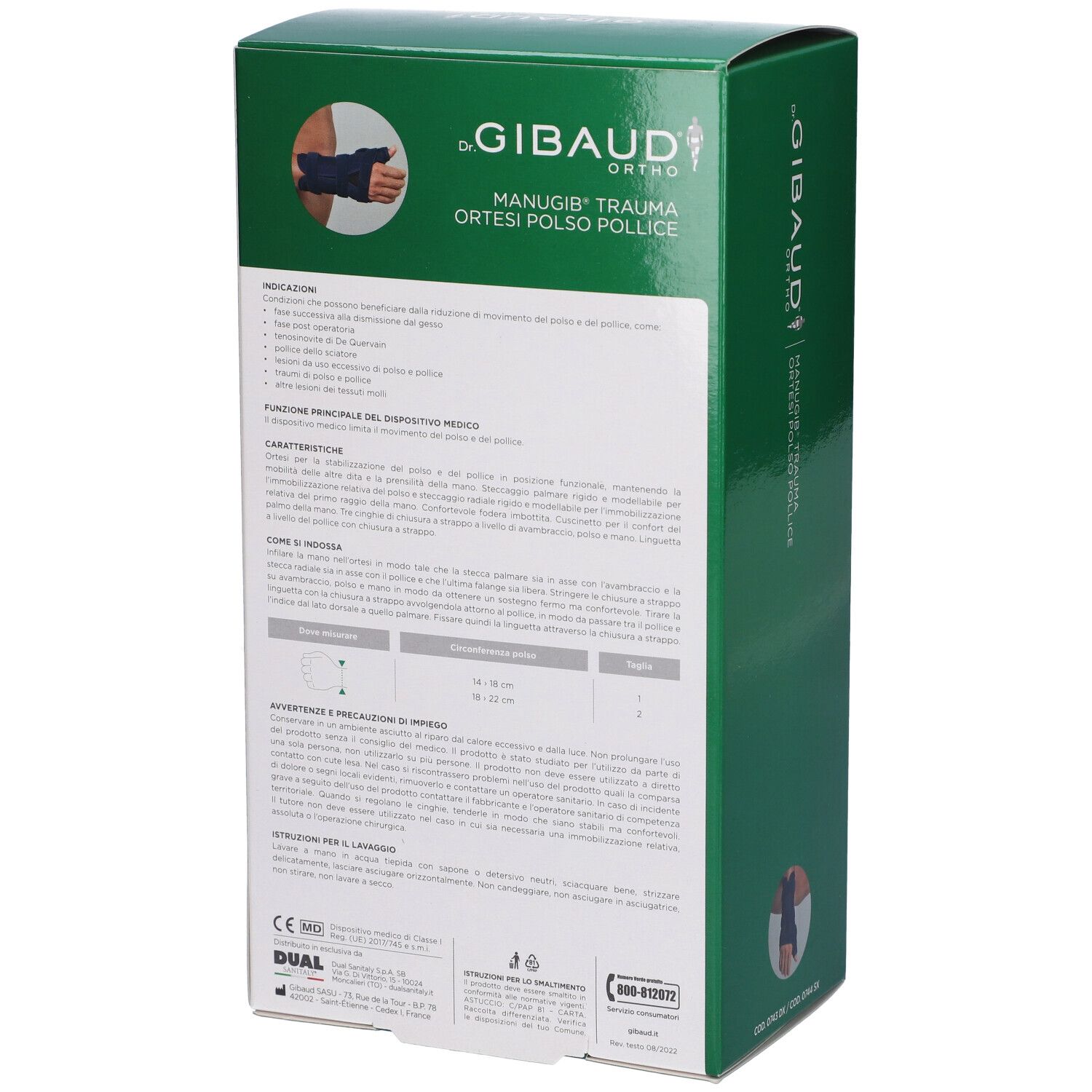 Manugib Trauma Ortesi Polso Pollice Dr Gibaud Ortho Destra 1