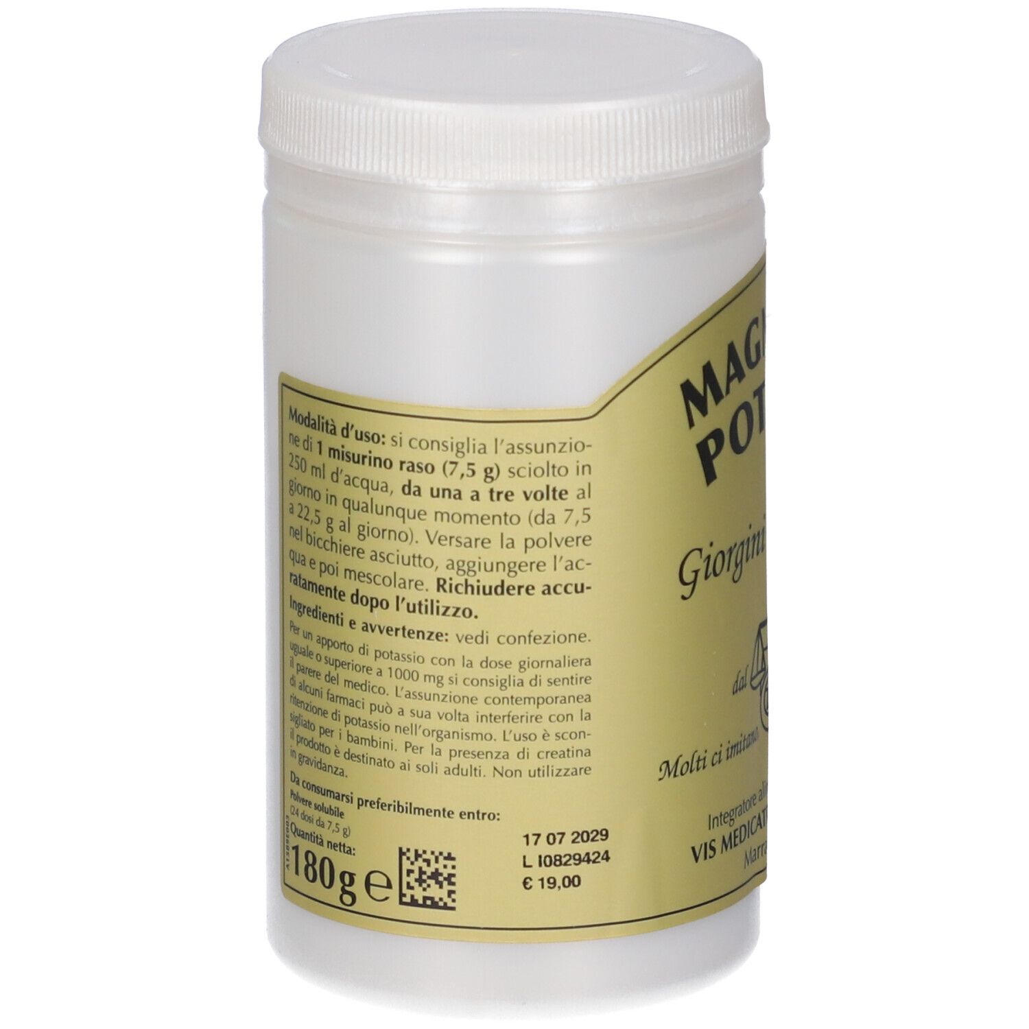 Magnesio E Potassio Polvere 180 G