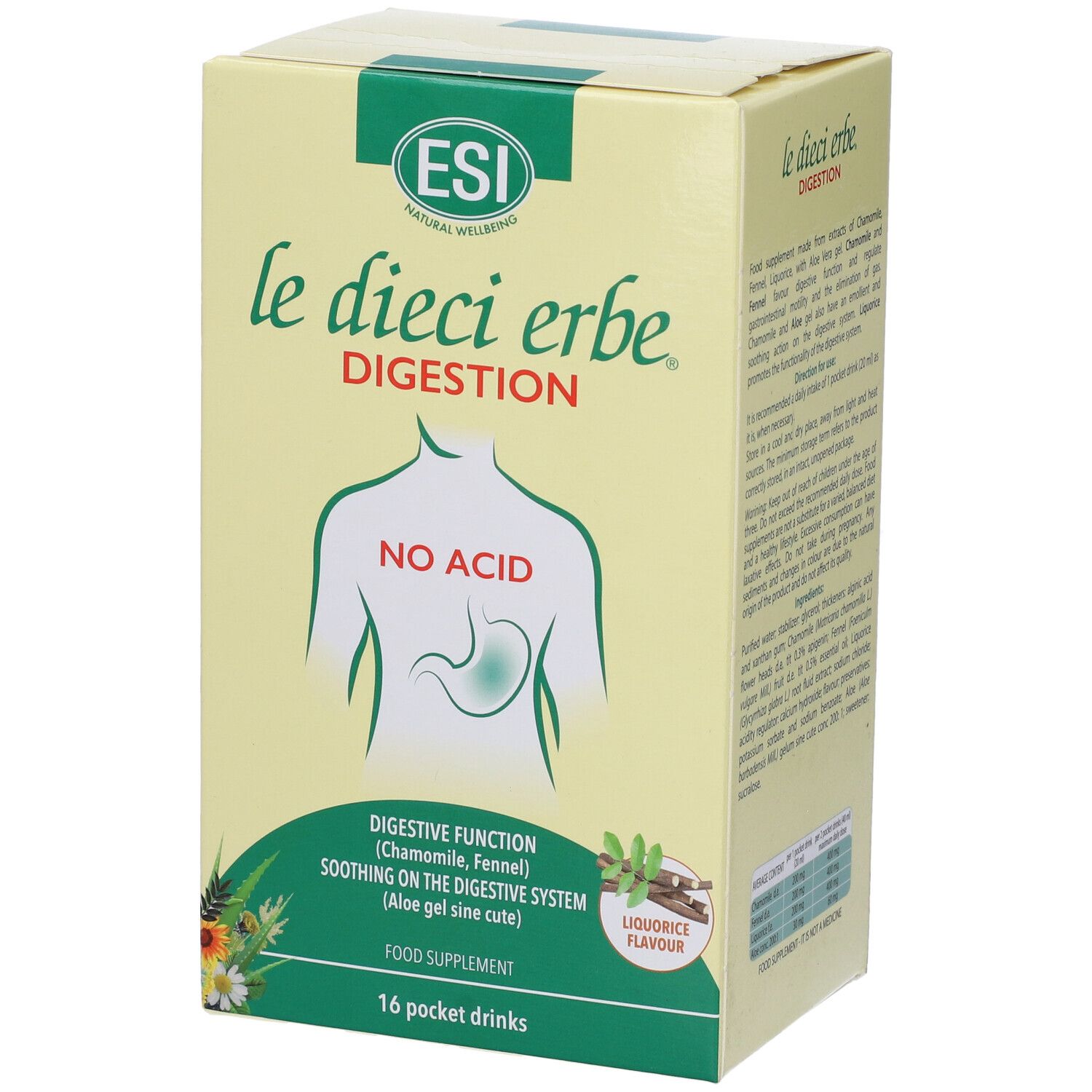 Esi Le Dieci Erbe Digestione No Acid 16 Pocket Drink Gusto Liquirizia