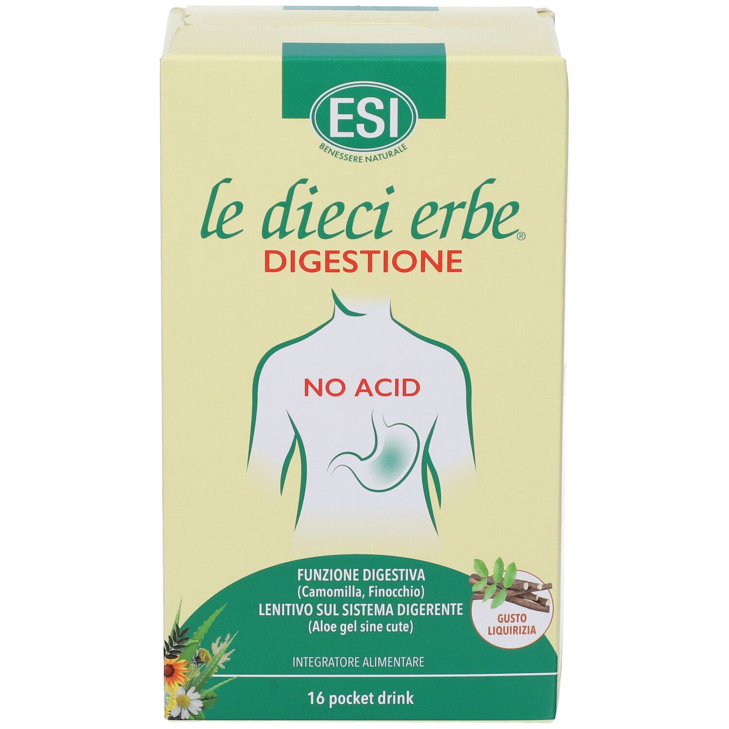 Esi Le Dieci Erbe Digestione No Acid 16 Pocket Drink Gusto Liquirizia