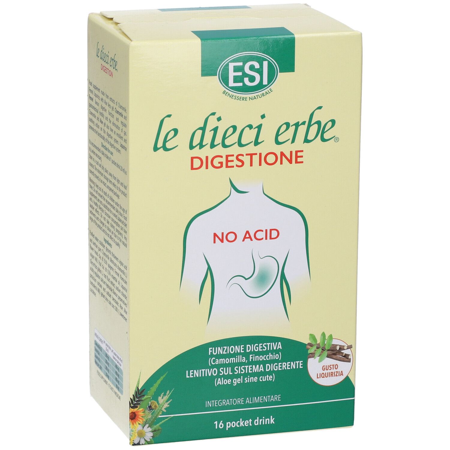 Esi Le Dieci Erbe Digestione No Acid 16 Pocket Drink Gusto Liquirizia