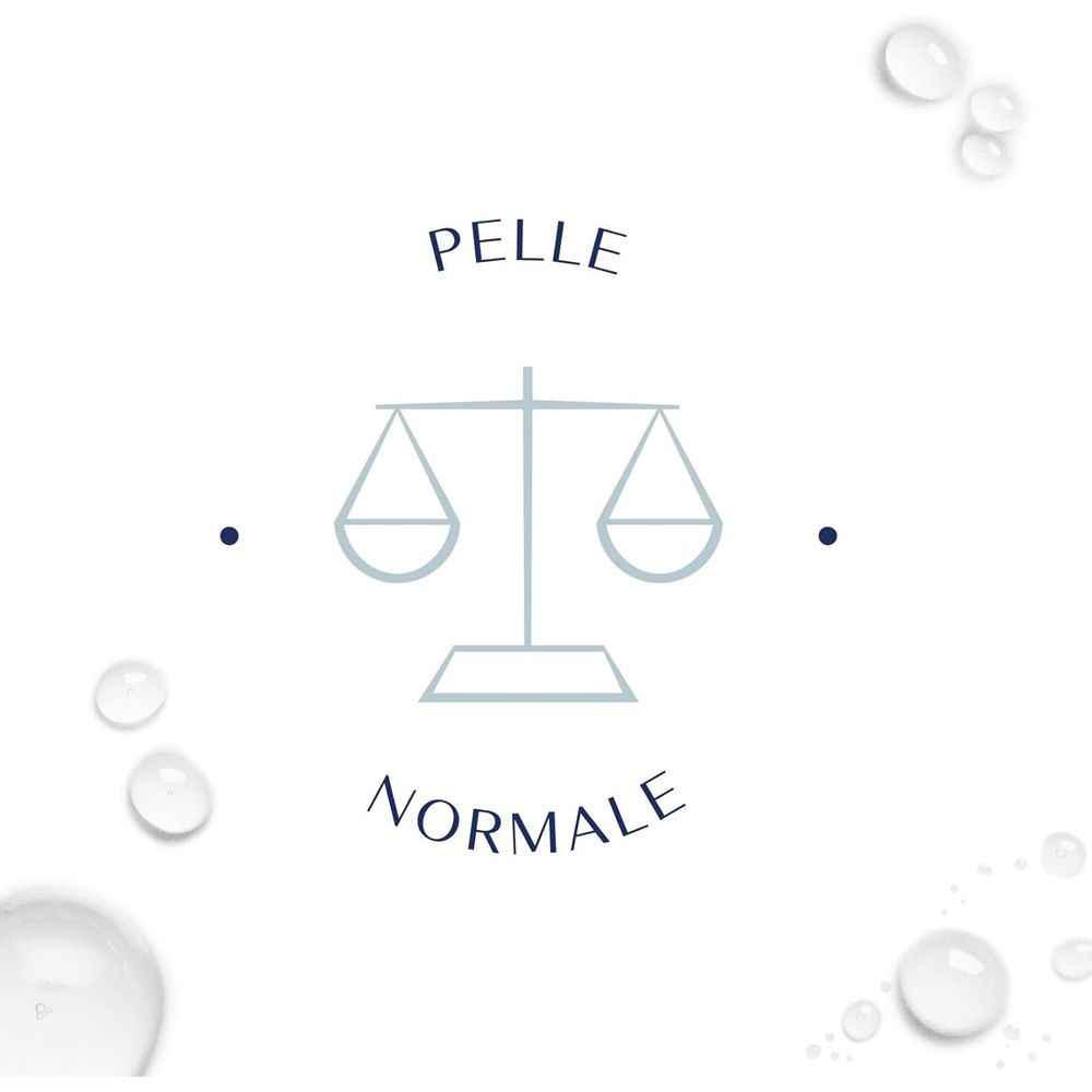 Simbolo per pelle normale. Bilancia. Testo: Pelle Normale.