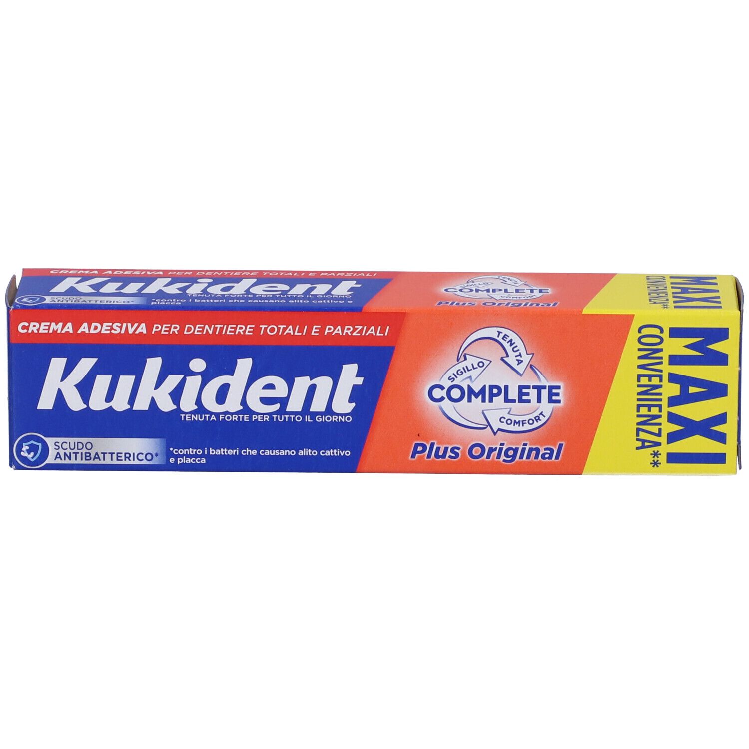 Kukident Complete Plus Original Crema Adesiva Per Dentiere Totali e Parziali Aroma Menta Leggera