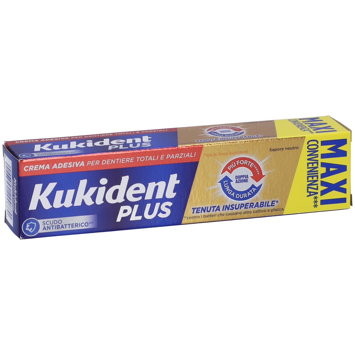 Kukident Plus Doppia Azione Crema Adesiva per Dentiere Totali e Parziali