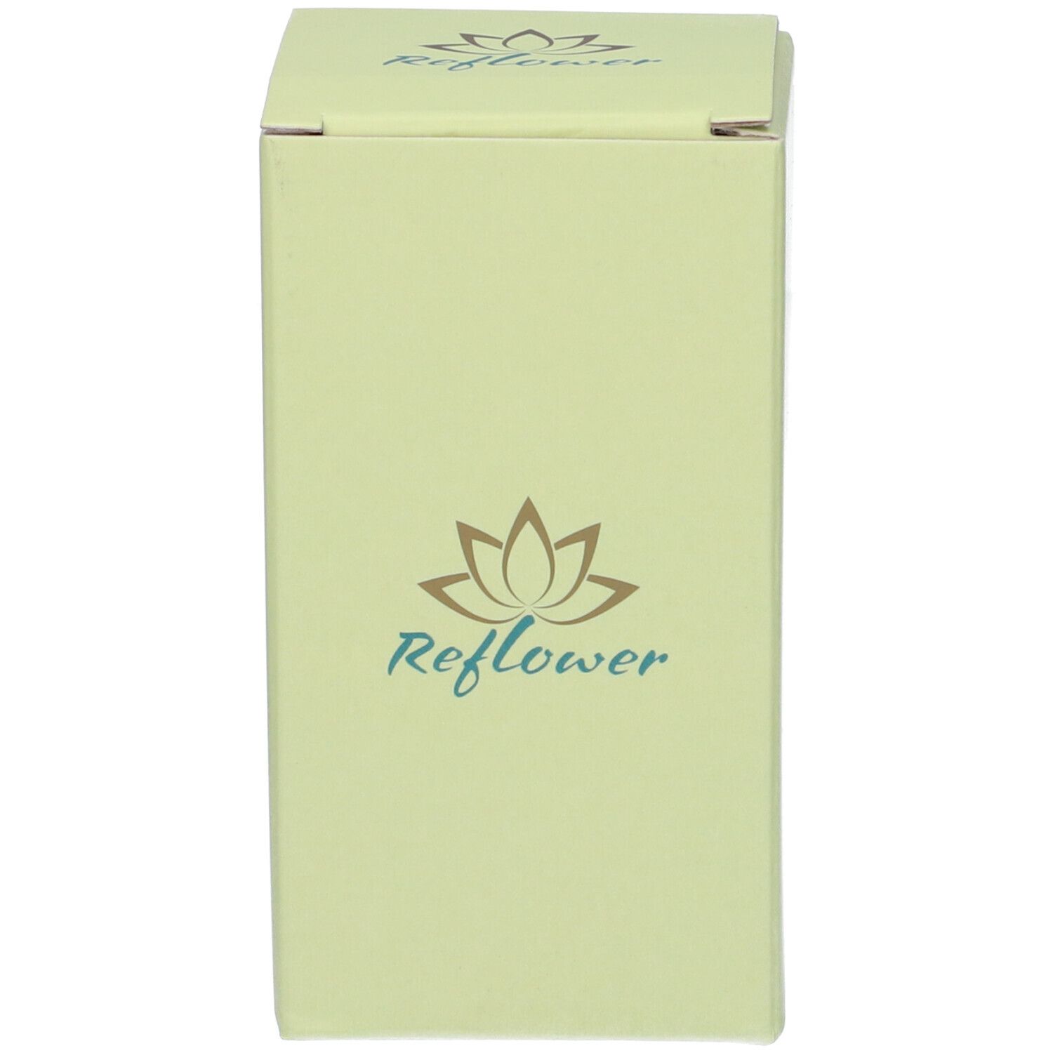 Confezione in cartone. Colore verde chiaro con logo e nome del prodotto. Scritta sulla parte superiore.